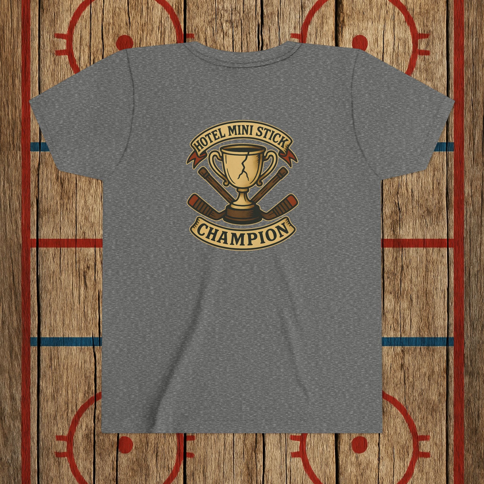 Youth “Hotel Mini Stick Champion” Tee Kids clothes Deep Heather