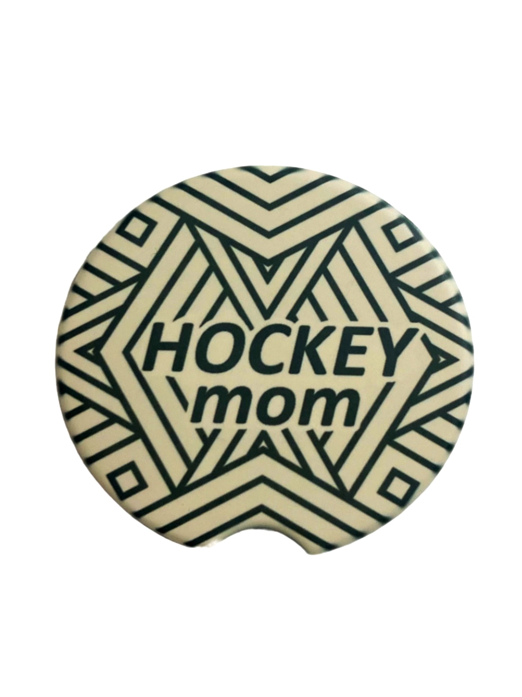 Ceramic Hockey Car Coaster – 2.6” Cup Holder Insert Hockey Mom