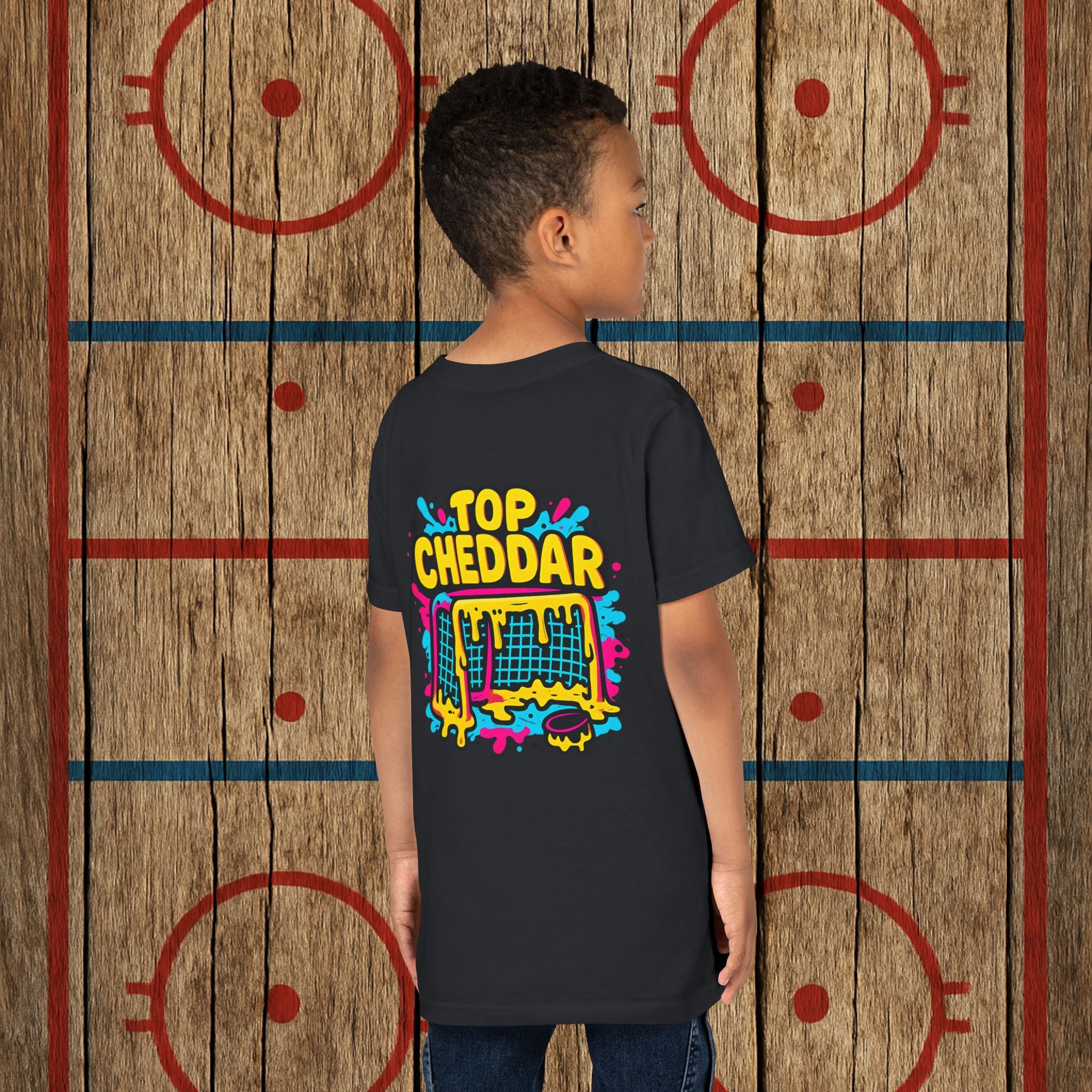 Youth Top Cheddar Hockey T-Shirt – Funny Kids Hockey Shirt for Snipers and Rink Rats Kids clothes