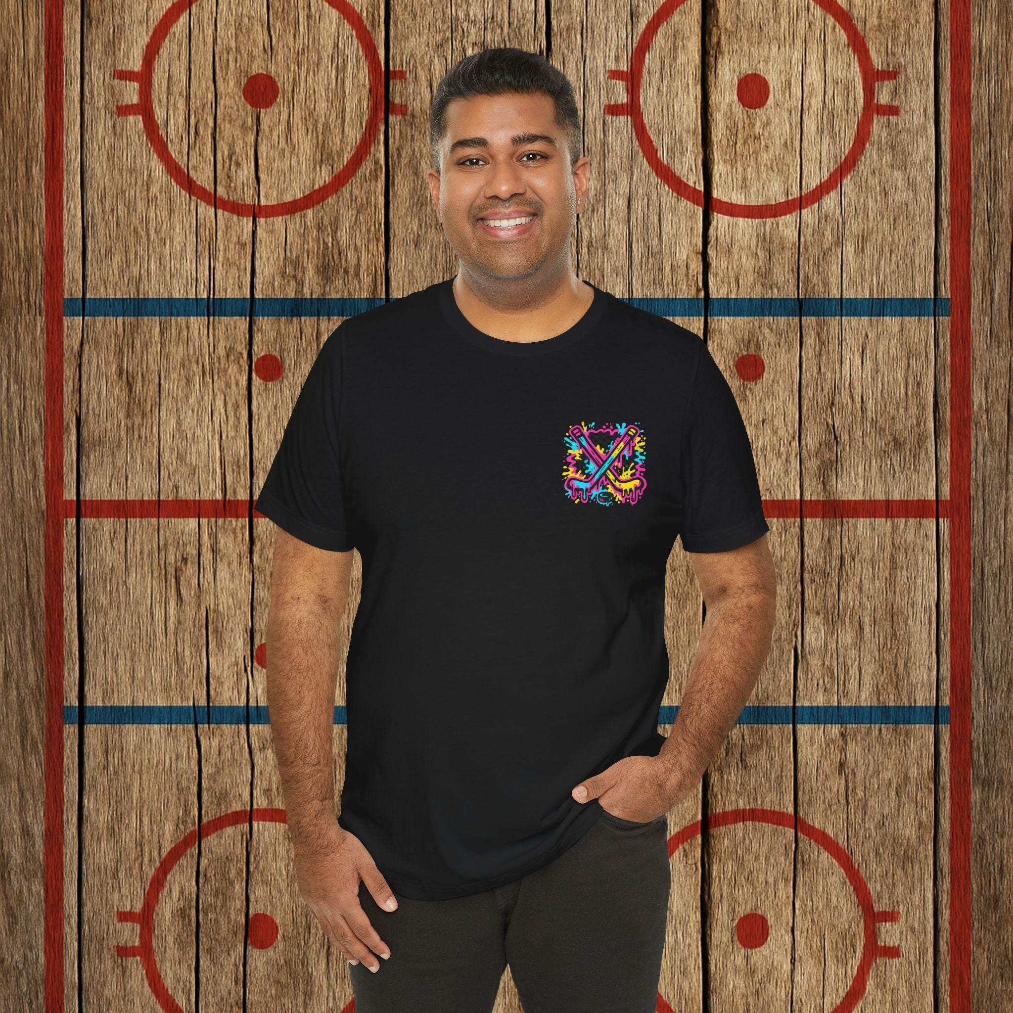 Lumber Hockey Club Neon Drip Shirt – Retro 90s Street Style Hockey Tee T-Shirt