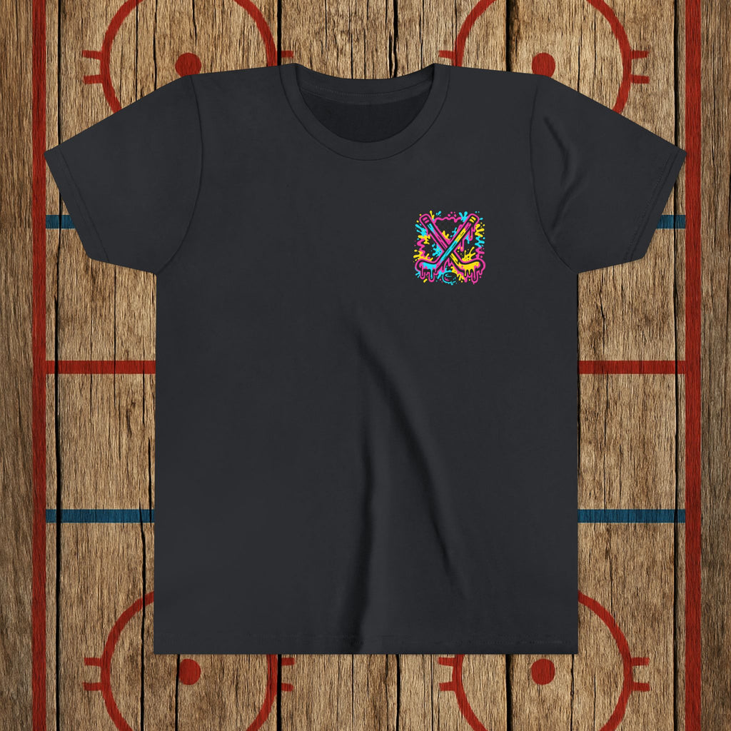 Youth Lumber Hockey Club Neon Drip Shirt – 90s Retro Hockey Kid Tee Kids clothes Vintage Black