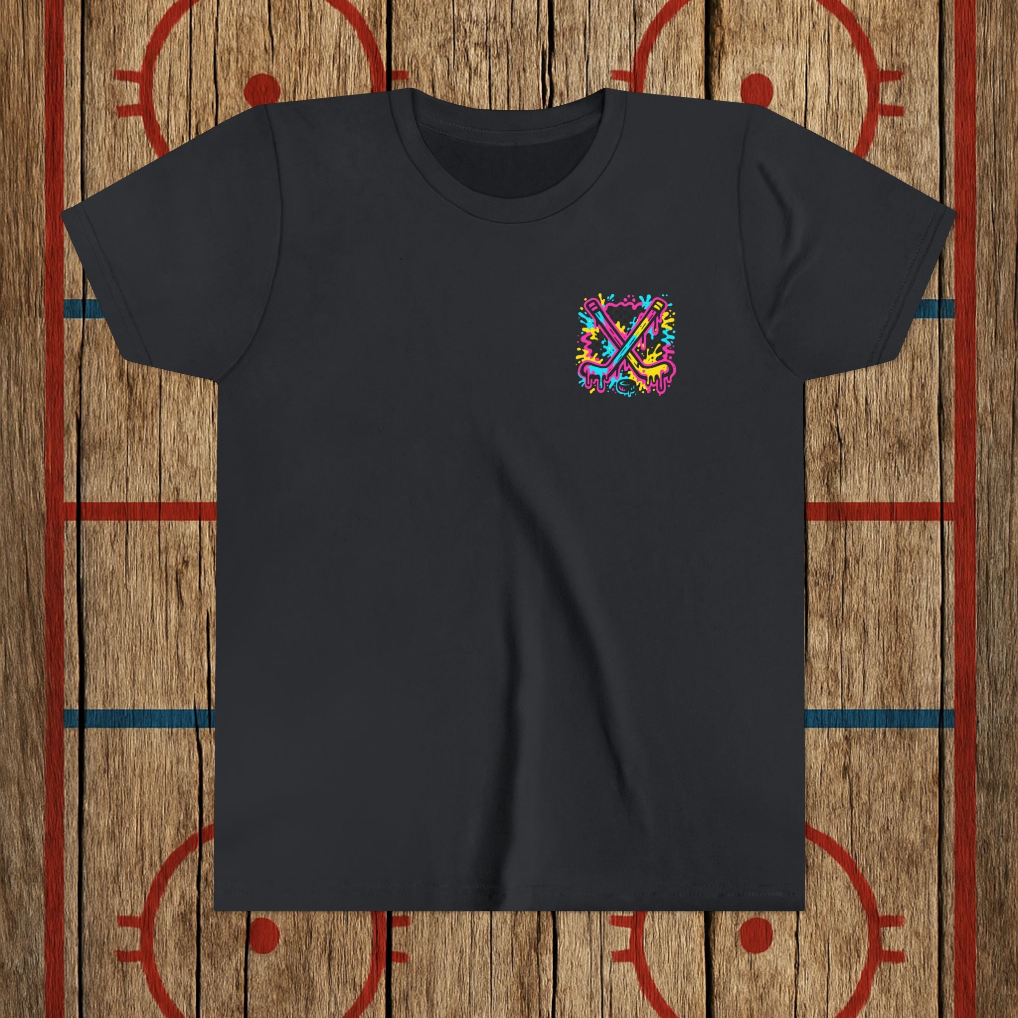 Youth Lumber Hockey Club Neon Drip Shirt – 90s Retro Hockey Kid Tee Kids clothes Vintage Black