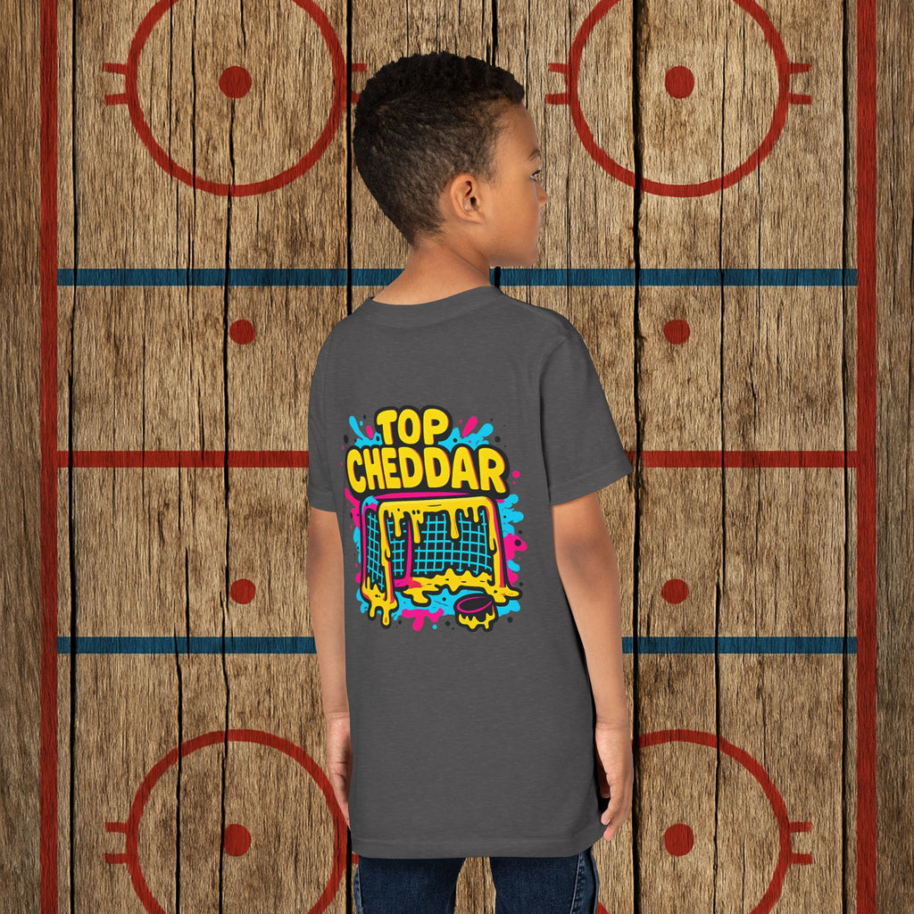 Youth Top Cheddar Hockey T-Shirt – Funny Kids Hockey Shirt for Snipers and Rink Rats Kids clothes