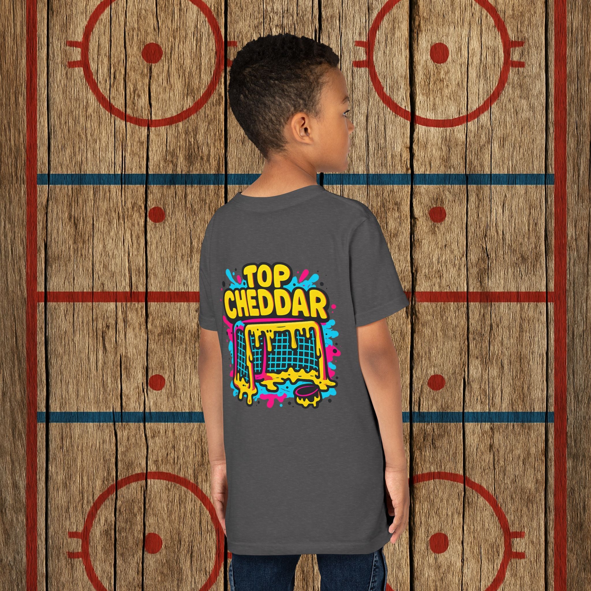 Youth Top Cheddar Hockey T-Shirt – Funny Kids Hockey Shirt for Snipers and Rink Rats Kids clothes
