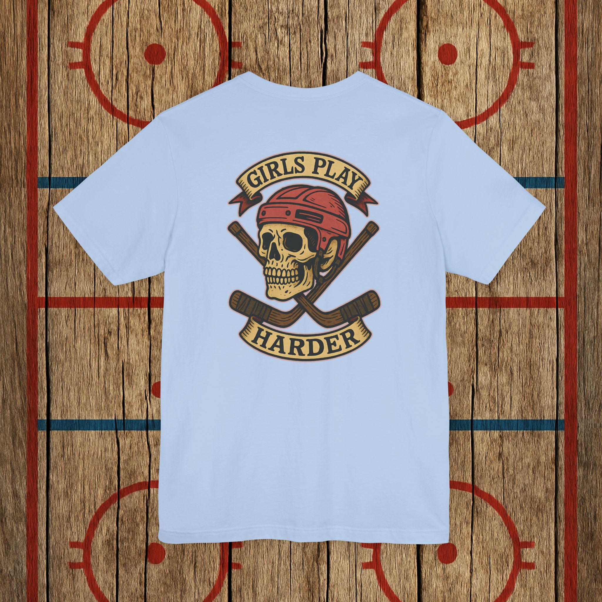 “Girls Play Harder” Adult Tee T-Shirt Baby Blue