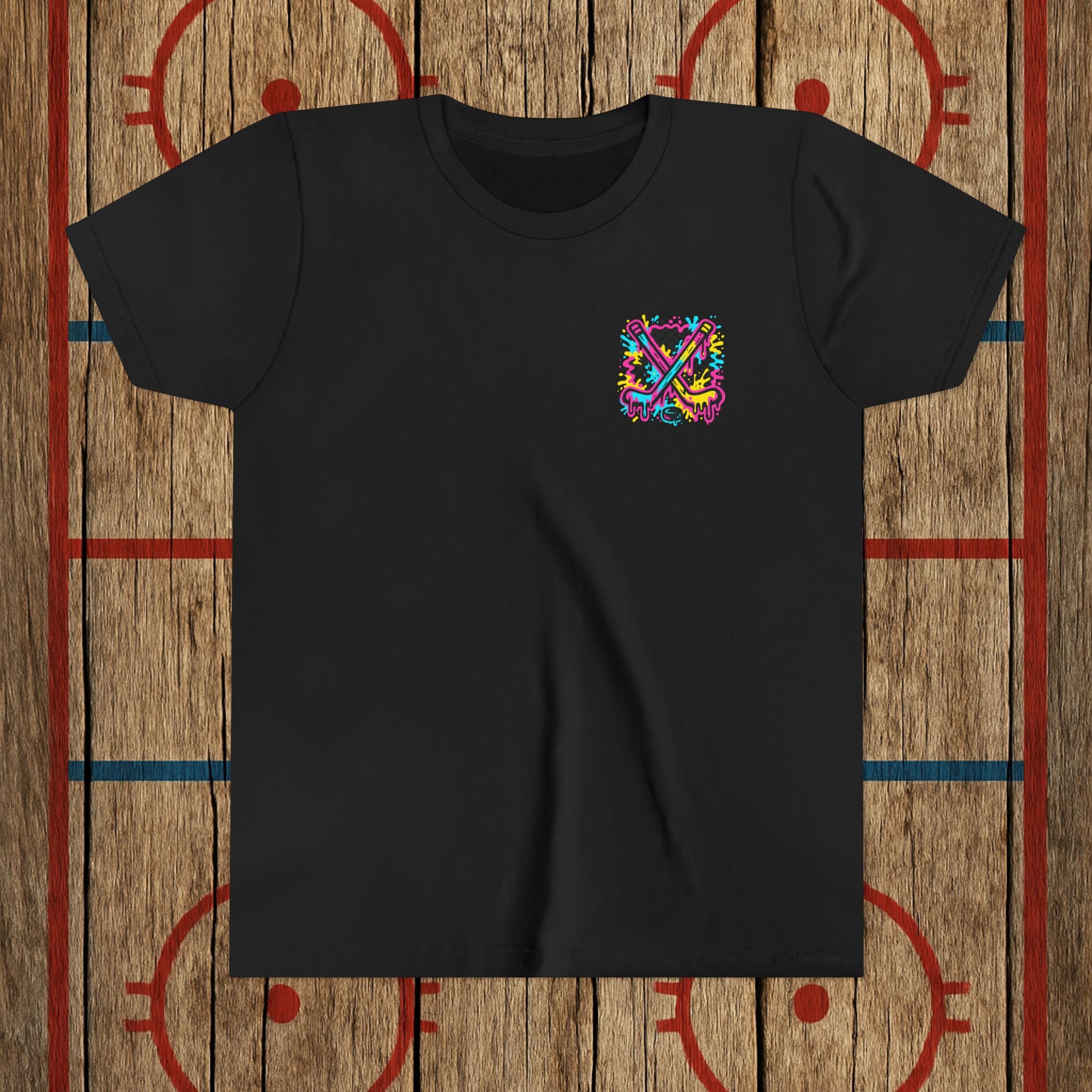 Youth Lumber Hockey Club Neon Drip Shirt – 90s Retro Hockey Kid Tee Kids clothes