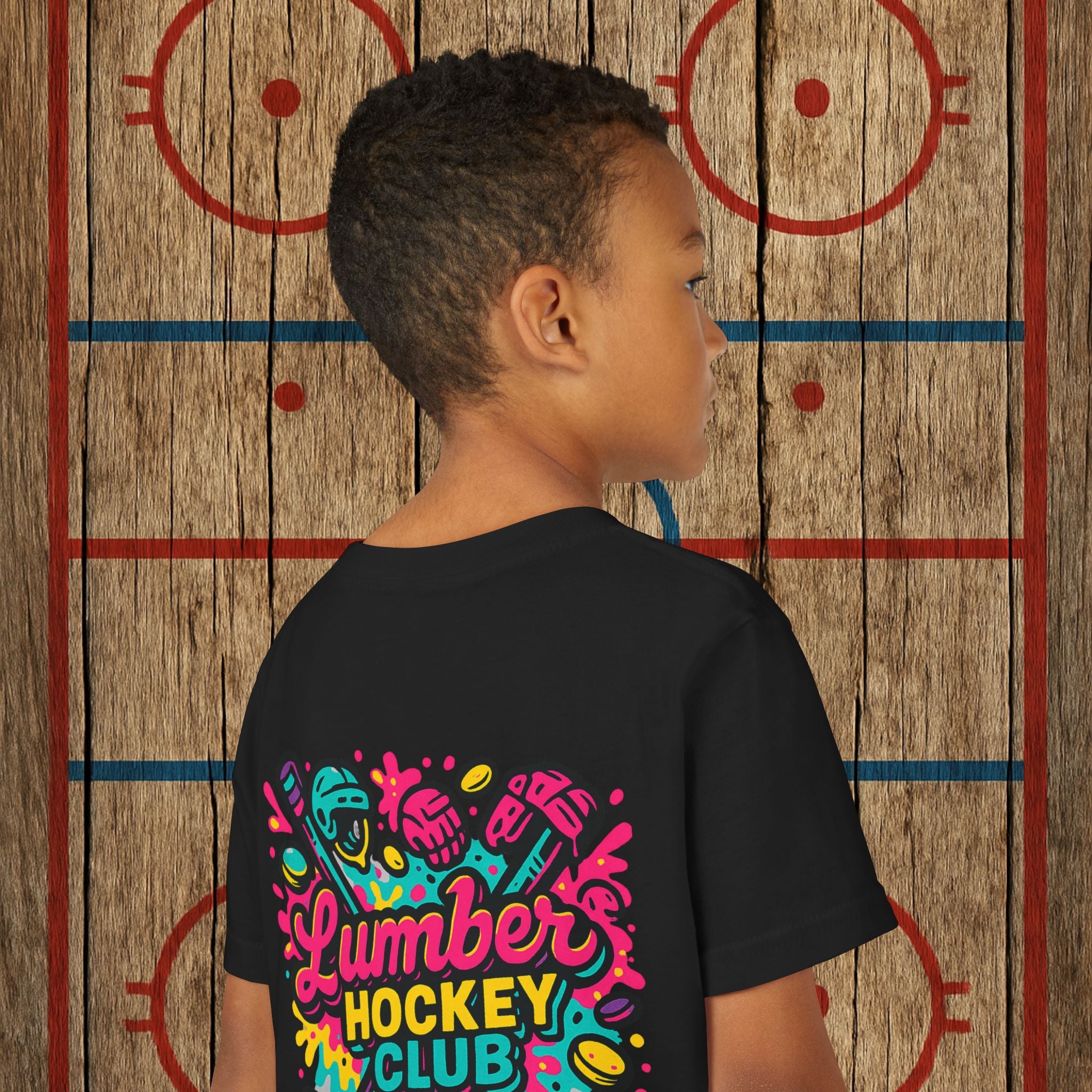 Youth Lumber Hockey Club Neon Drip Shirt – 90s Retro Hockey Kid Tee Kids clothes
