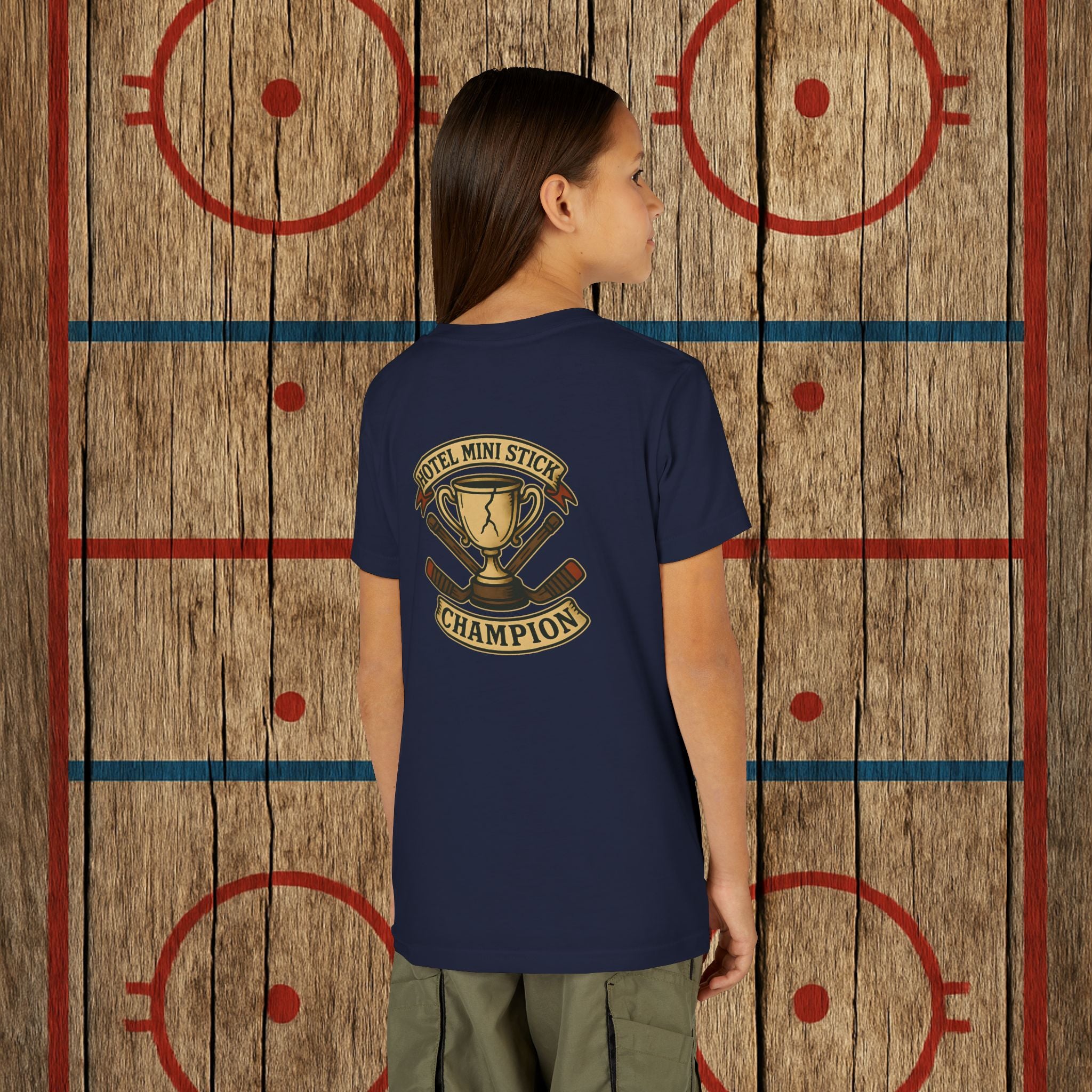 Youth “Hotel Mini Stick Champion” Tee Kids clothes