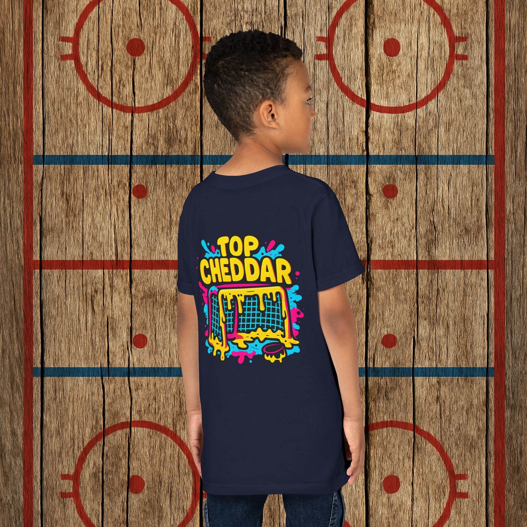 Youth Top Cheddar Hockey T-Shirt – Funny Kids Hockey Shirt for Snipers and Rink Rats Kids clothes