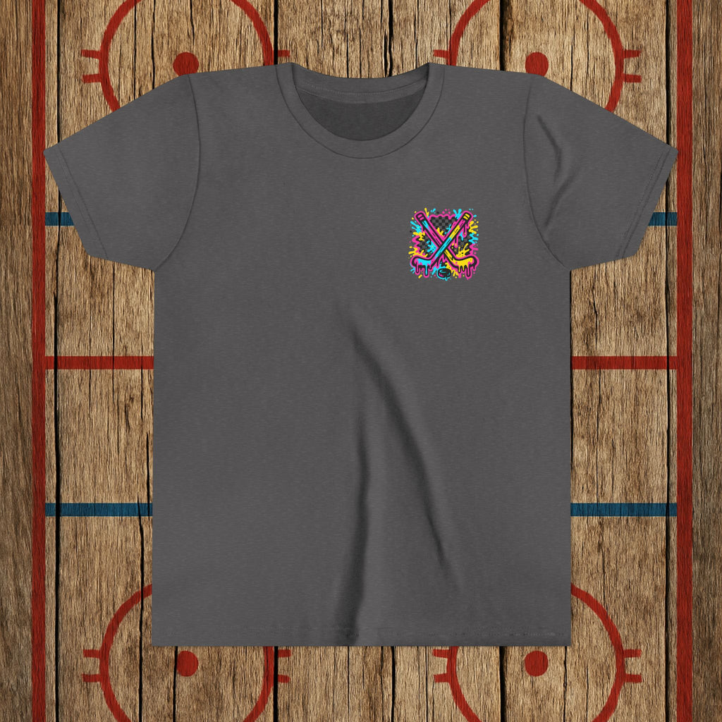 Youth Top Cheddar Hockey T-Shirt – Funny Kids Hockey Shirt for Snipers and Rink Rats Kids clothes Dark Heather Grey
