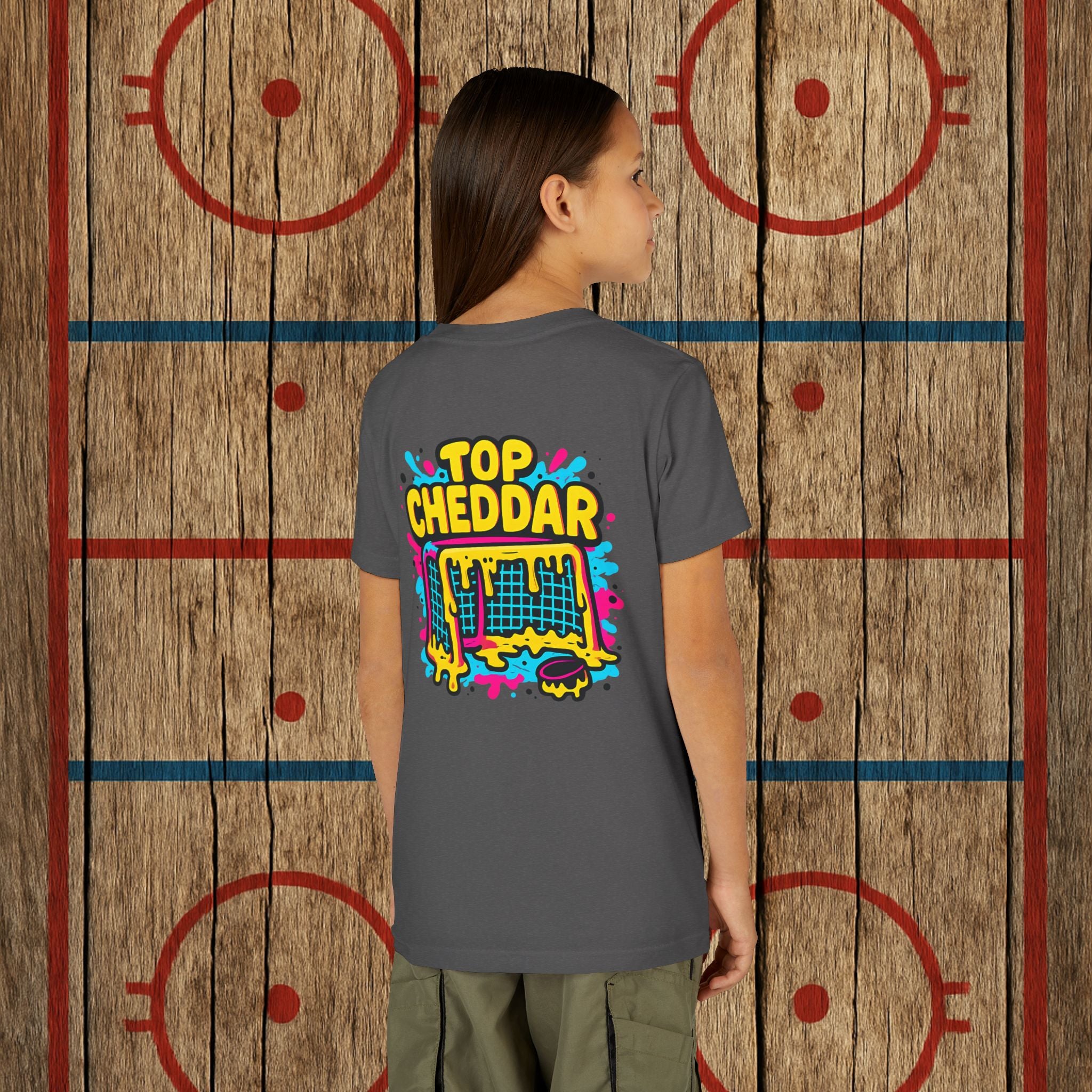 Youth Top Cheddar Hockey T-Shirt – Funny Kids Hockey Shirt for Snipers and Rink Rats Kids clothes