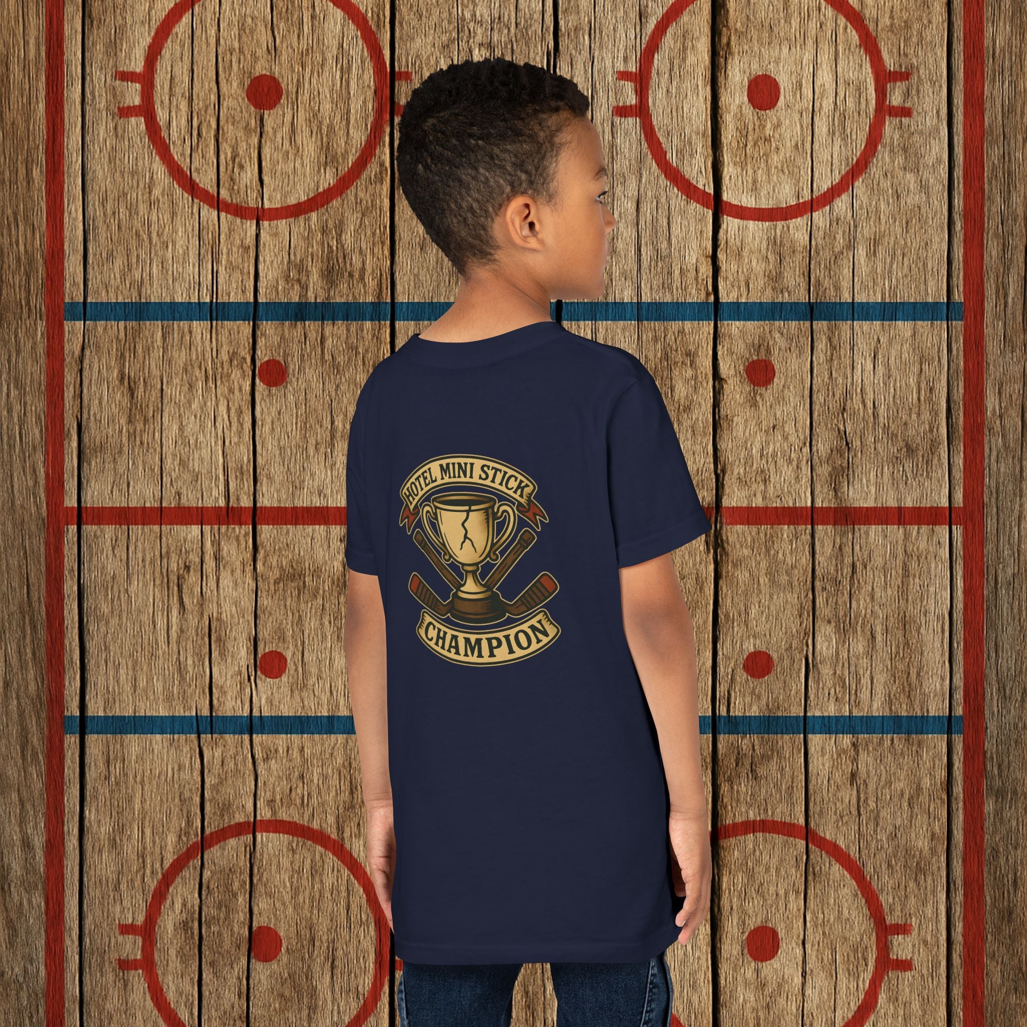 Youth “Hotel Mini Stick Champion” Tee Kids clothes