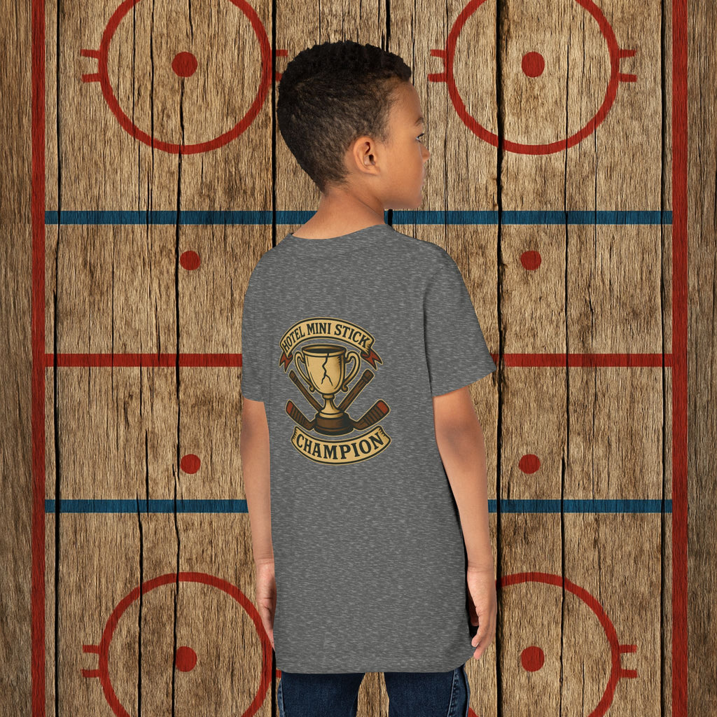 Youth “Hotel Mini Stick Champion” Tee Kids clothes