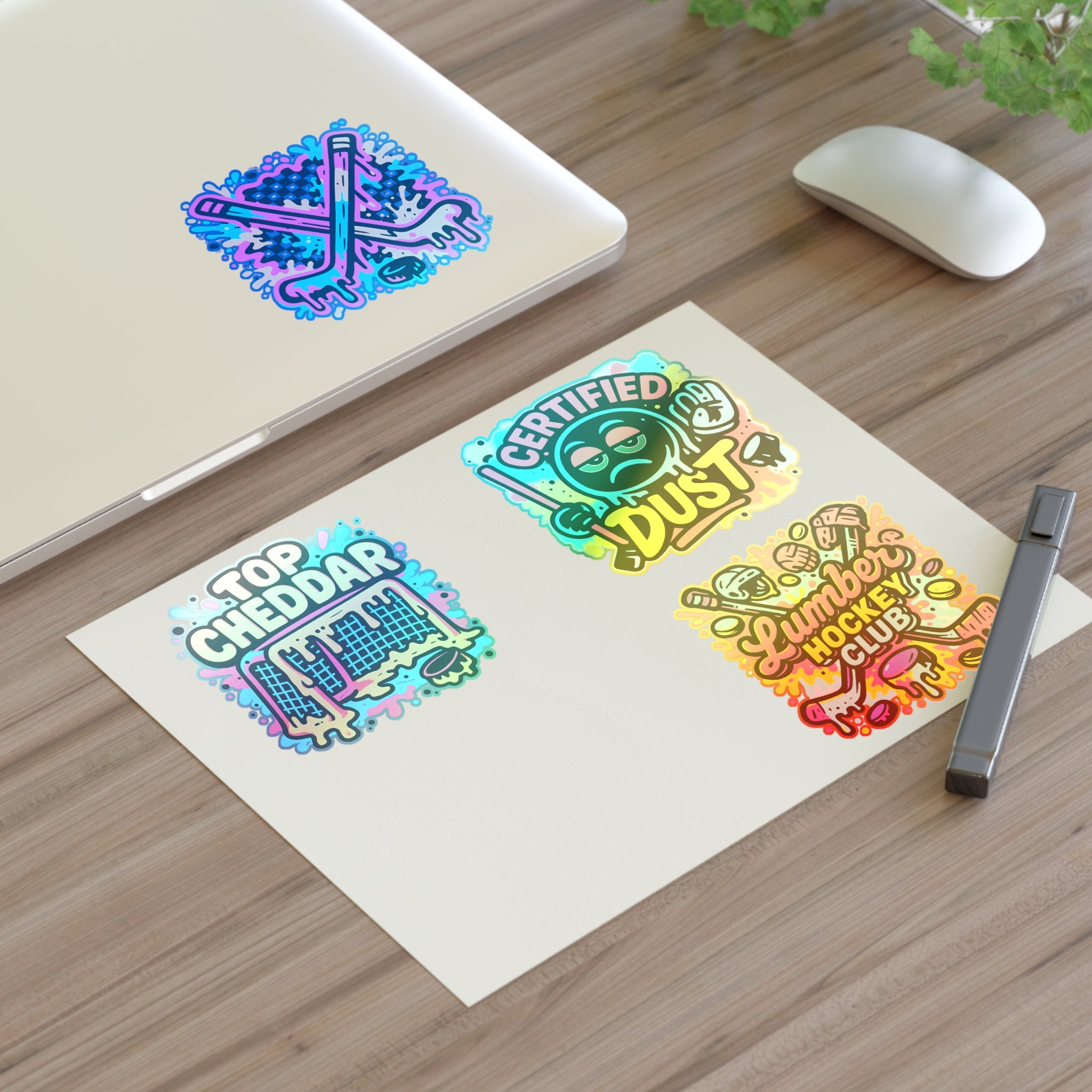 Lumber Hockey Club Sticker Sheet – Neon Drip, Top Cheddar, Certified Dust & Hockey Stick Vinyl Stickers Paper products