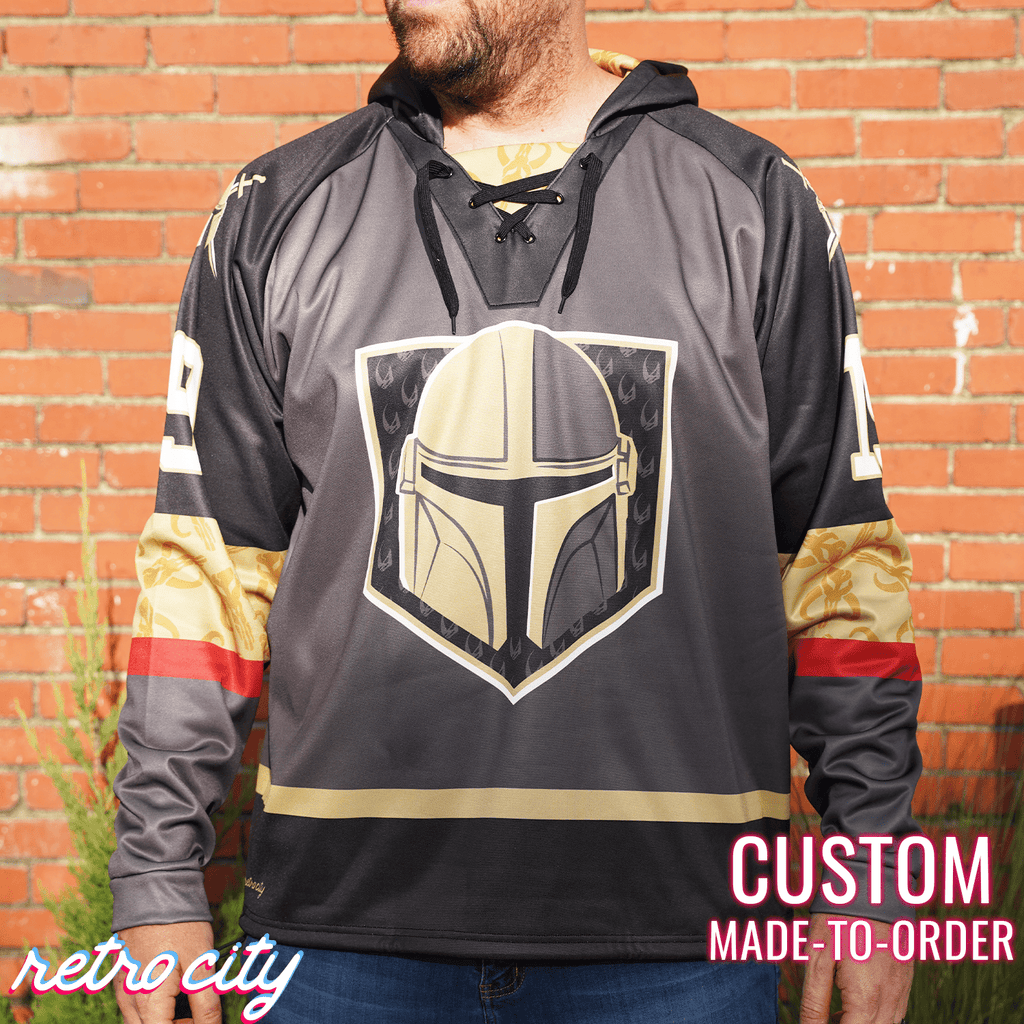 Mando Bounty Hunter Custom Lace-Up Hockey Hoodie Sweater Hoodie