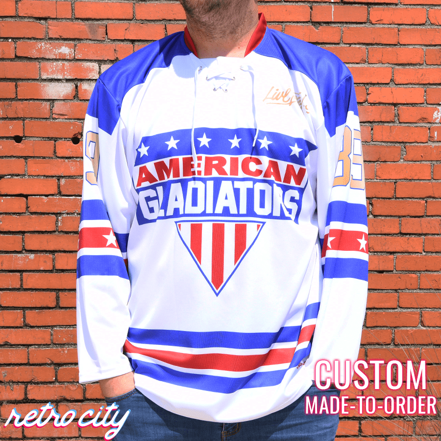 American Gladiators Lace-Up Hockey Sweater Jersey – by Retro City Threads Hockey Jersey