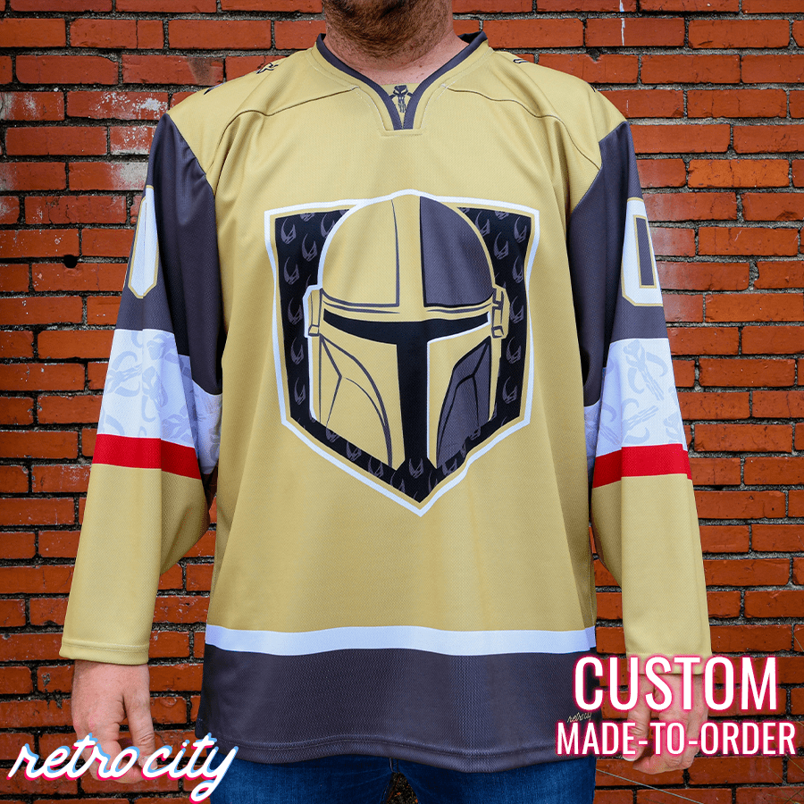 Mando Bounty Hunter Hockey Jersey Sweater (Gold) Hockey Jersey