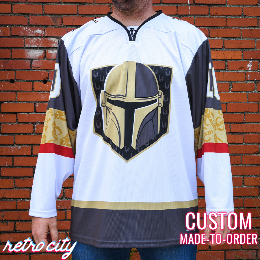 Mando Bounty Hunter Hockey Jersey Sweater (White) Hockey Jersey