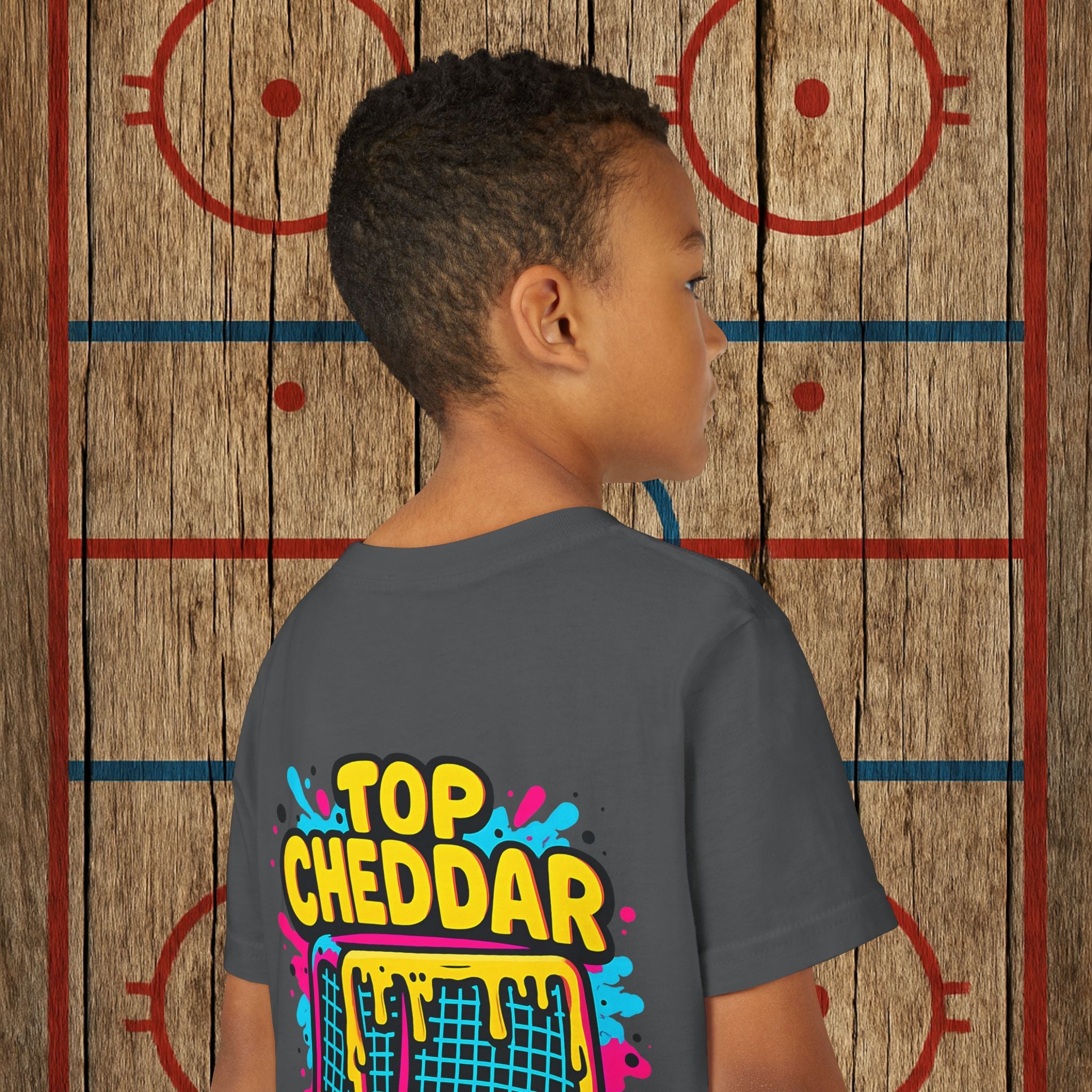 Youth Top Cheddar Hockey T-Shirt – Funny Kids Hockey Shirt for Snipers and Rink Rats Kids clothes
