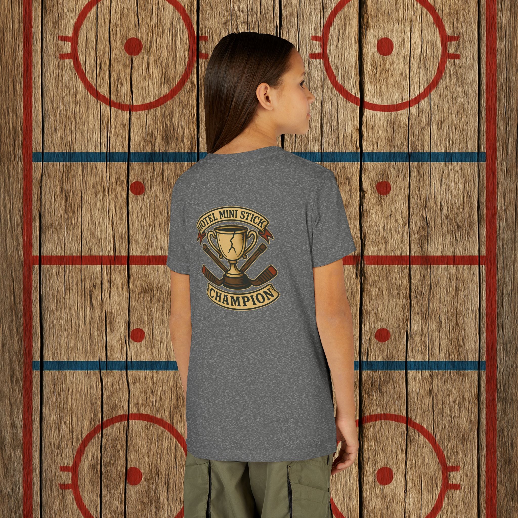 Youth “Hotel Mini Stick Champion” Tee Kids clothes