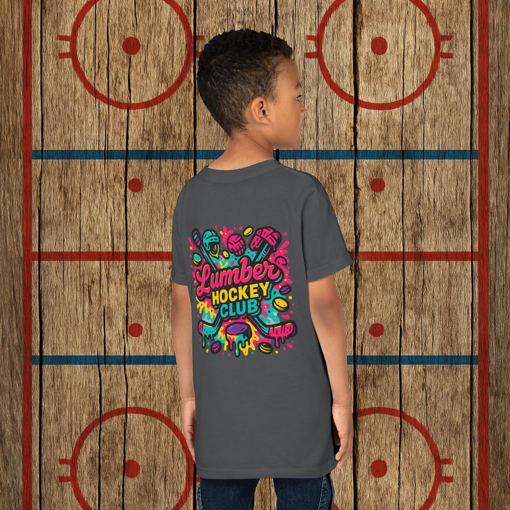 Youth Lumber Hockey Club Neon Drip Shirt – 90s Retro Hockey Kid Tee Kids clothes