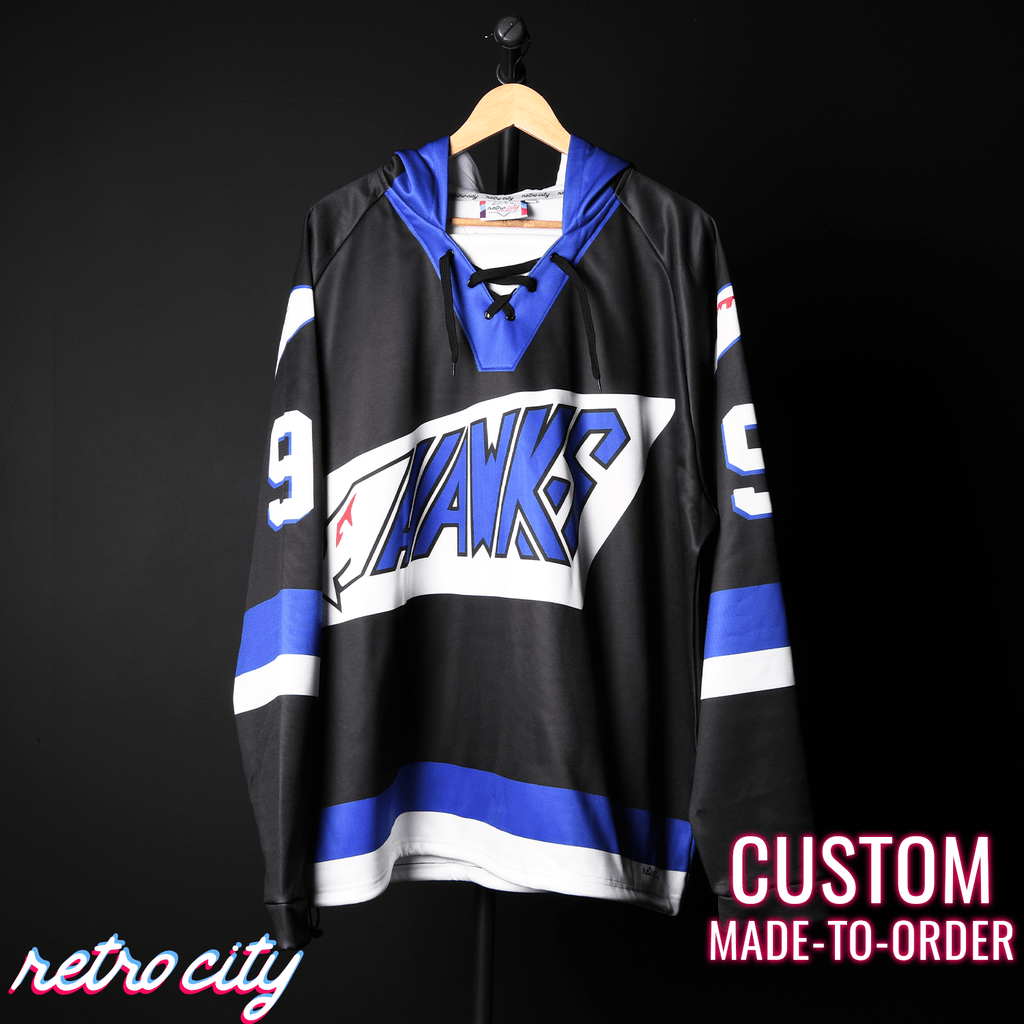 Hawks The Mighty Ducks Custom Lace-Up Hockey Hoodie Sweater – by Retro City Threads Hoodie