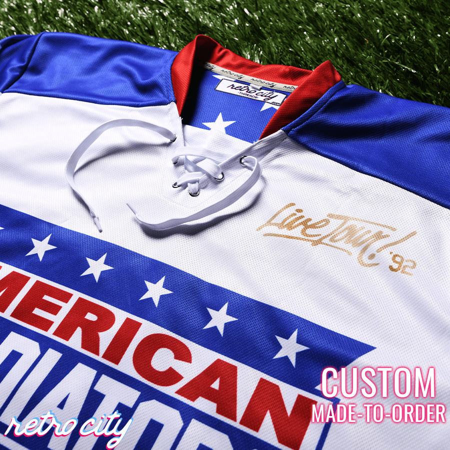 American Gladiators Lace-Up Hockey Sweater Jersey – by Retro City Threads Hockey Jersey