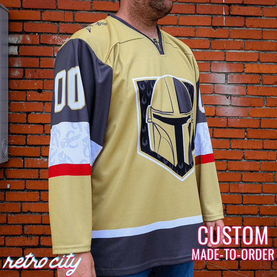 Mando Bounty Hunter Hockey Jersey Sweater (Gold) Hockey Jersey