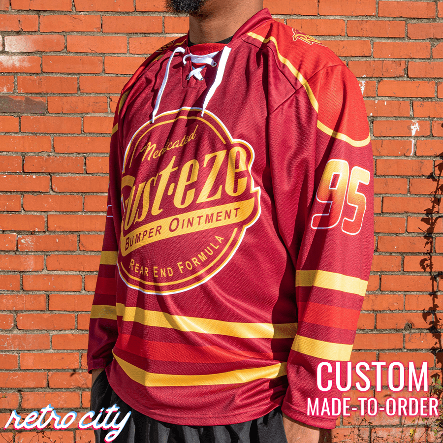 Rust-eze Radiator Springs Lace-Up Hockey Jersey – by Retro City Threads Hockey Jersey