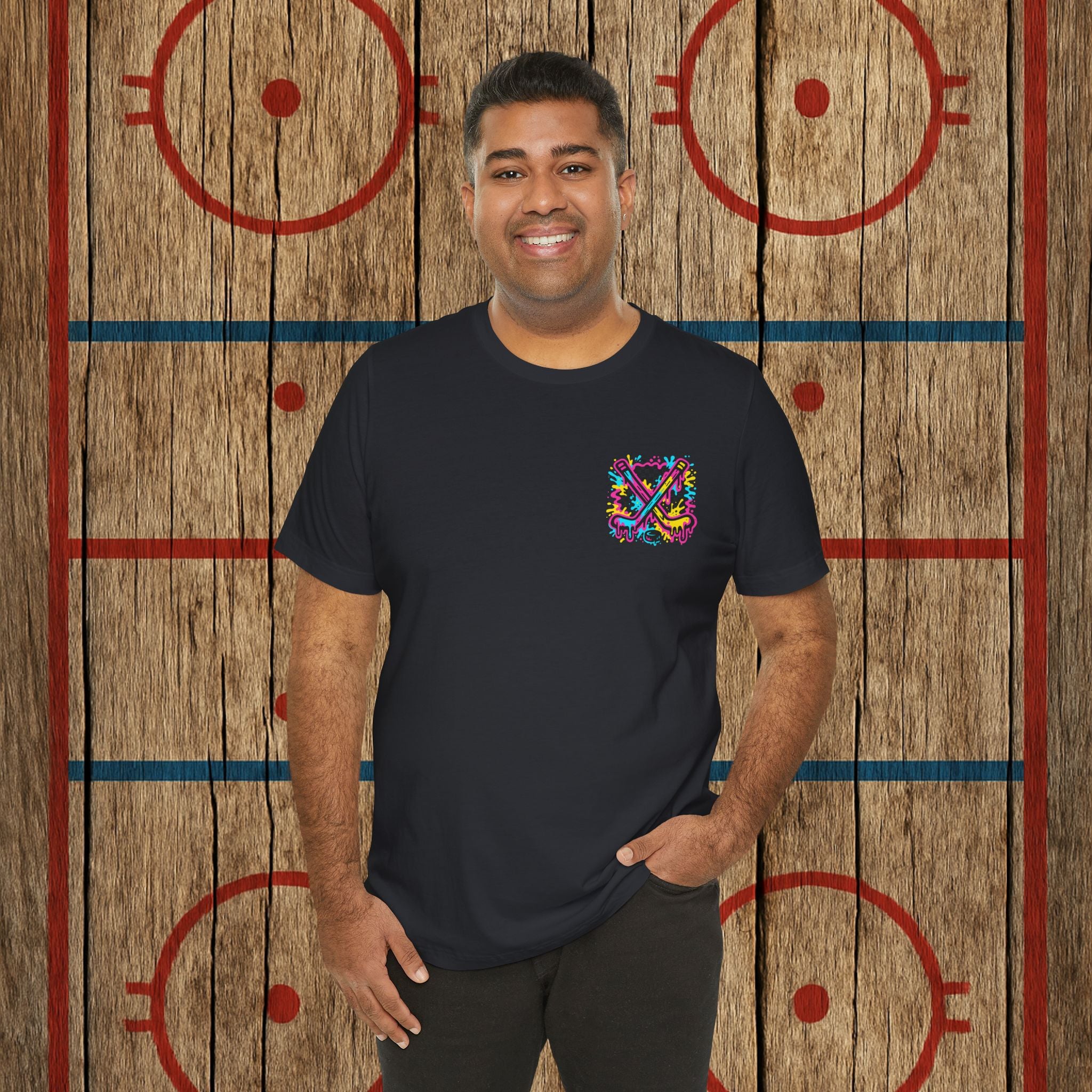 Lumber Hockey Club Neon Drip Shirt – Retro 90s Street Style Hockey Tee T-Shirt