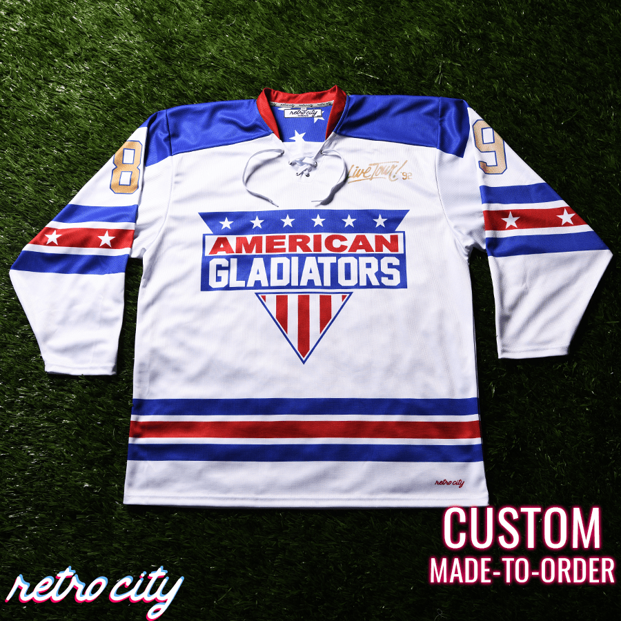 American Gladiators Lace-Up Hockey Sweater Jersey – by Retro City Threads Hockey Jersey