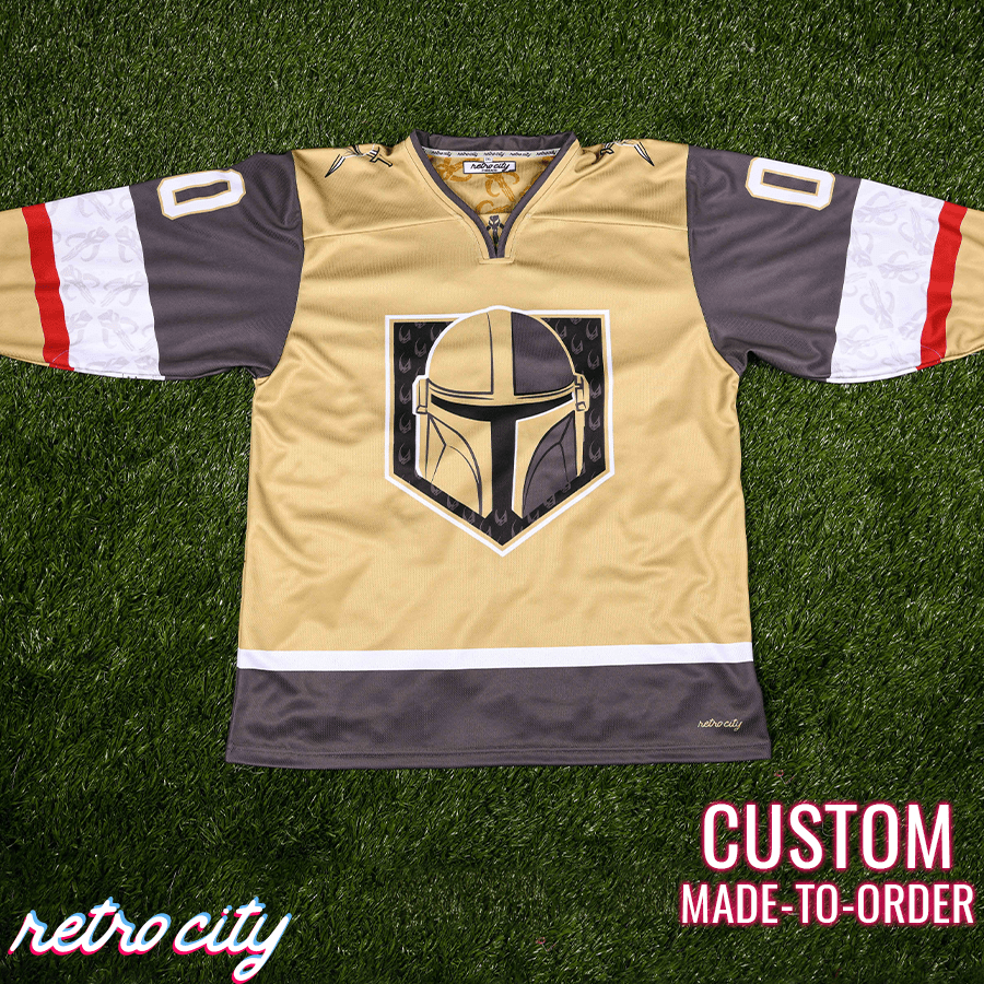 Mando Bounty Hunter Hockey Jersey Sweater (Gold) Hockey Jersey