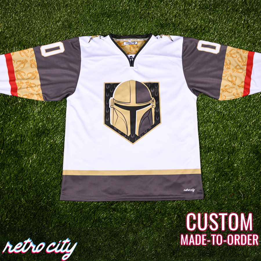 Mando Bounty Hunter Hockey Jersey Sweater (White) Hockey Jersey