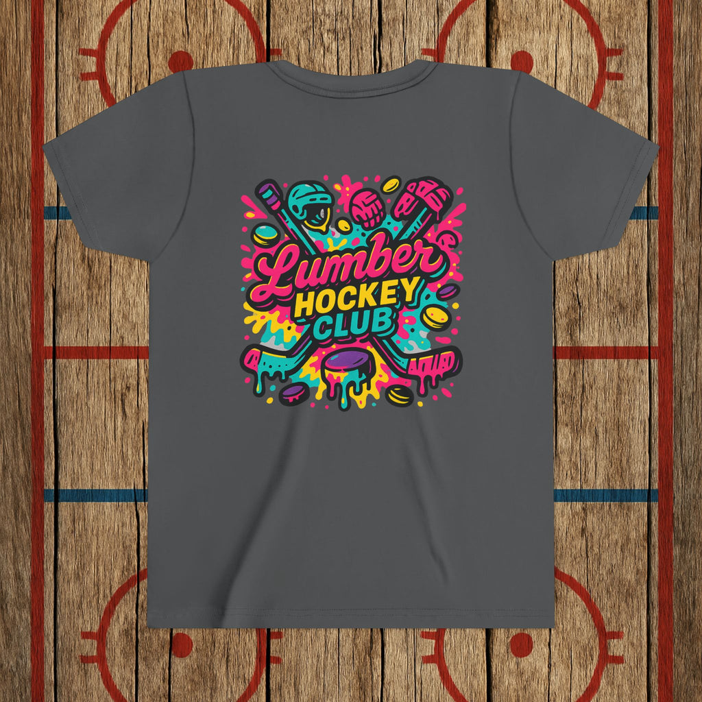 Youth Lumber Hockey Club Neon Drip Shirt – 90s Retro Hockey Kid Tee Kids clothes
