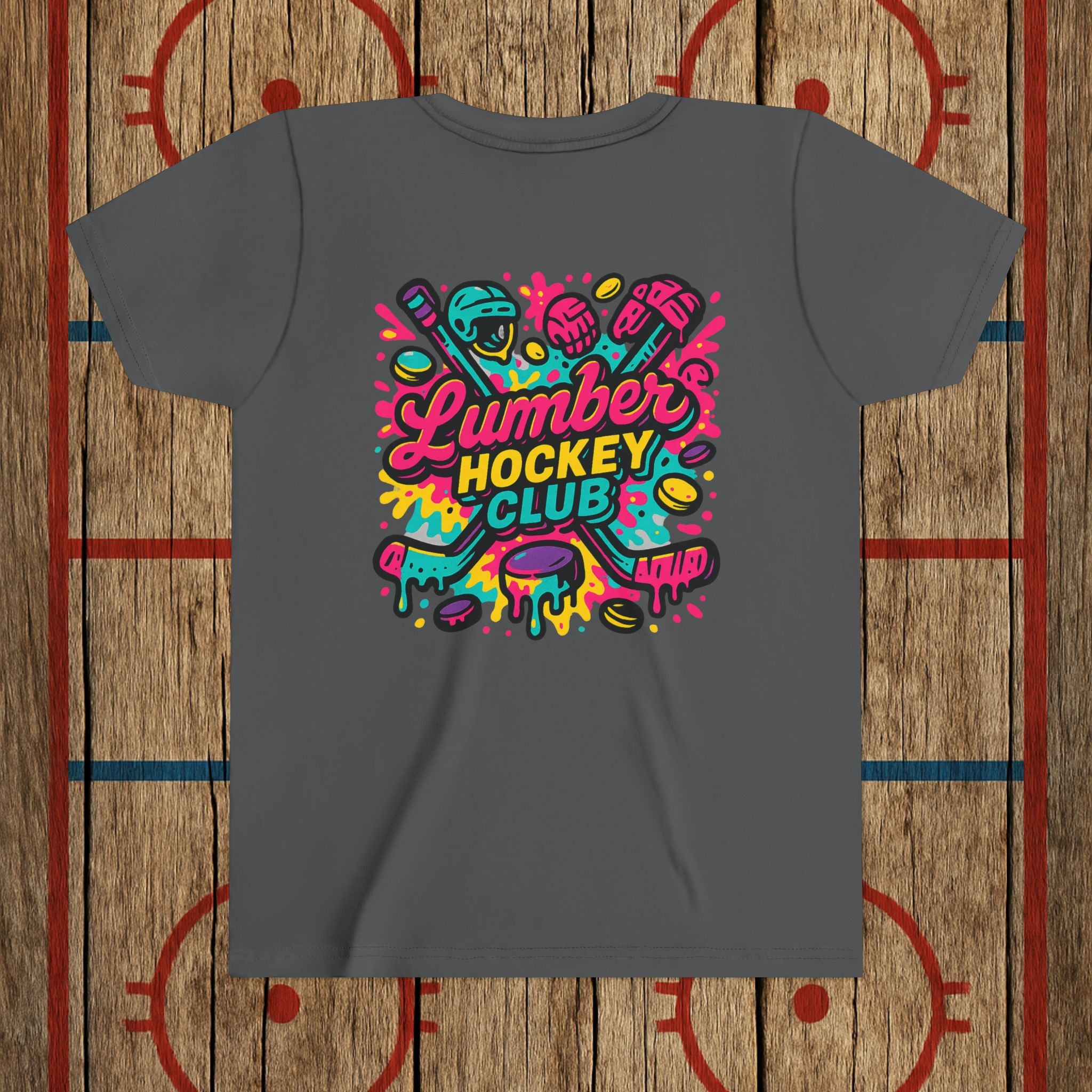 Youth Lumber Hockey Club Neon Drip Shirt – 90s Retro Hockey Kid Tee Kids clothes