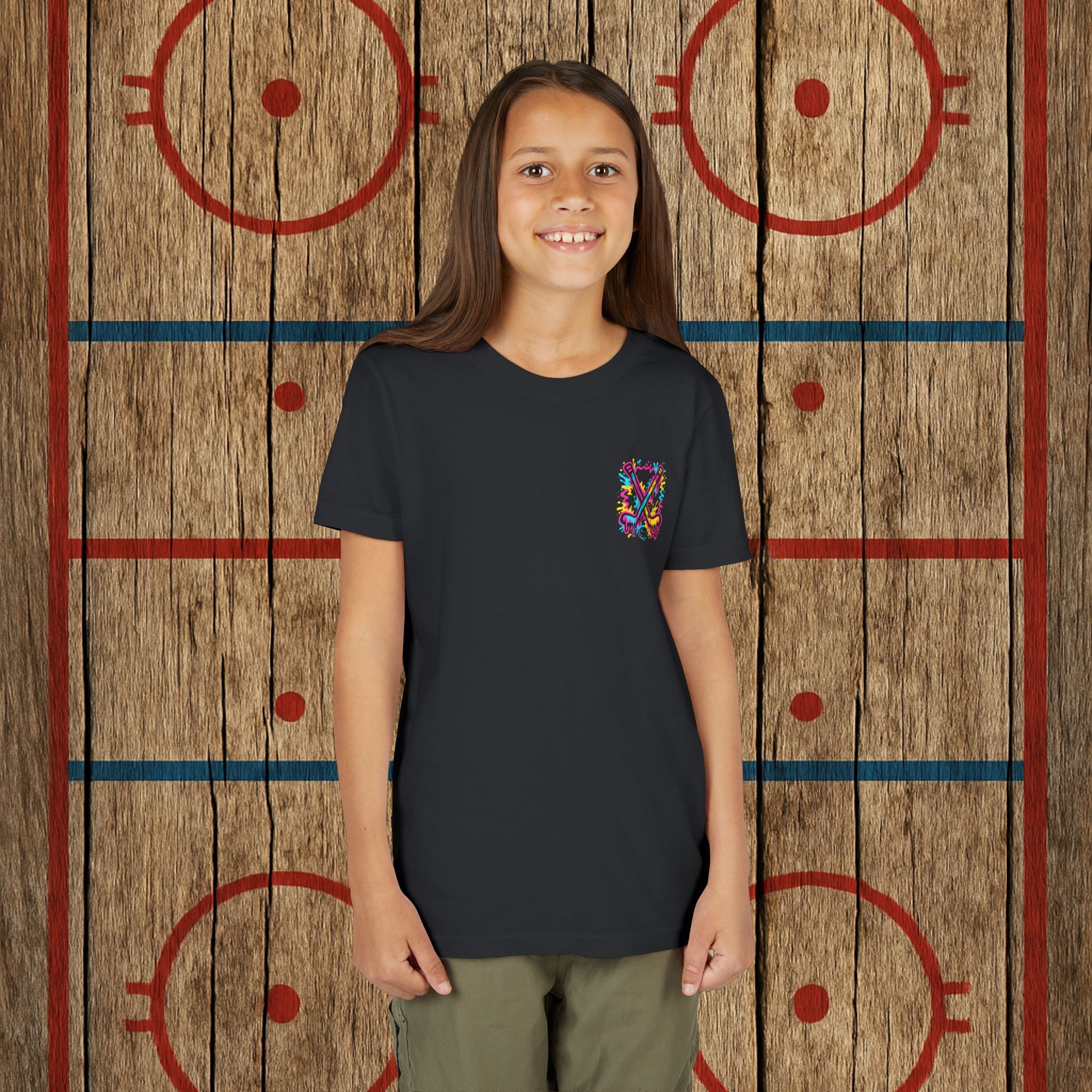 Youth Lumber Hockey Club Neon Drip Shirt – 90s Retro Hockey Kid Tee Kids clothes