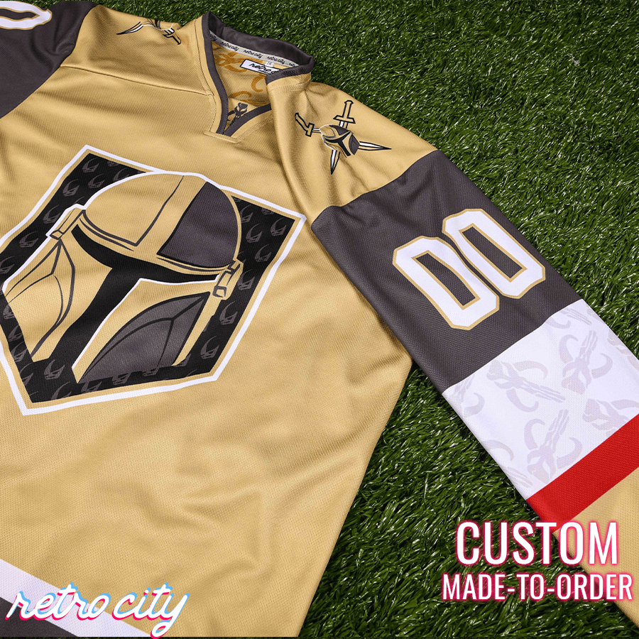 Mando Bounty Hunter Hockey Jersey Sweater (Gold) Hockey Jersey