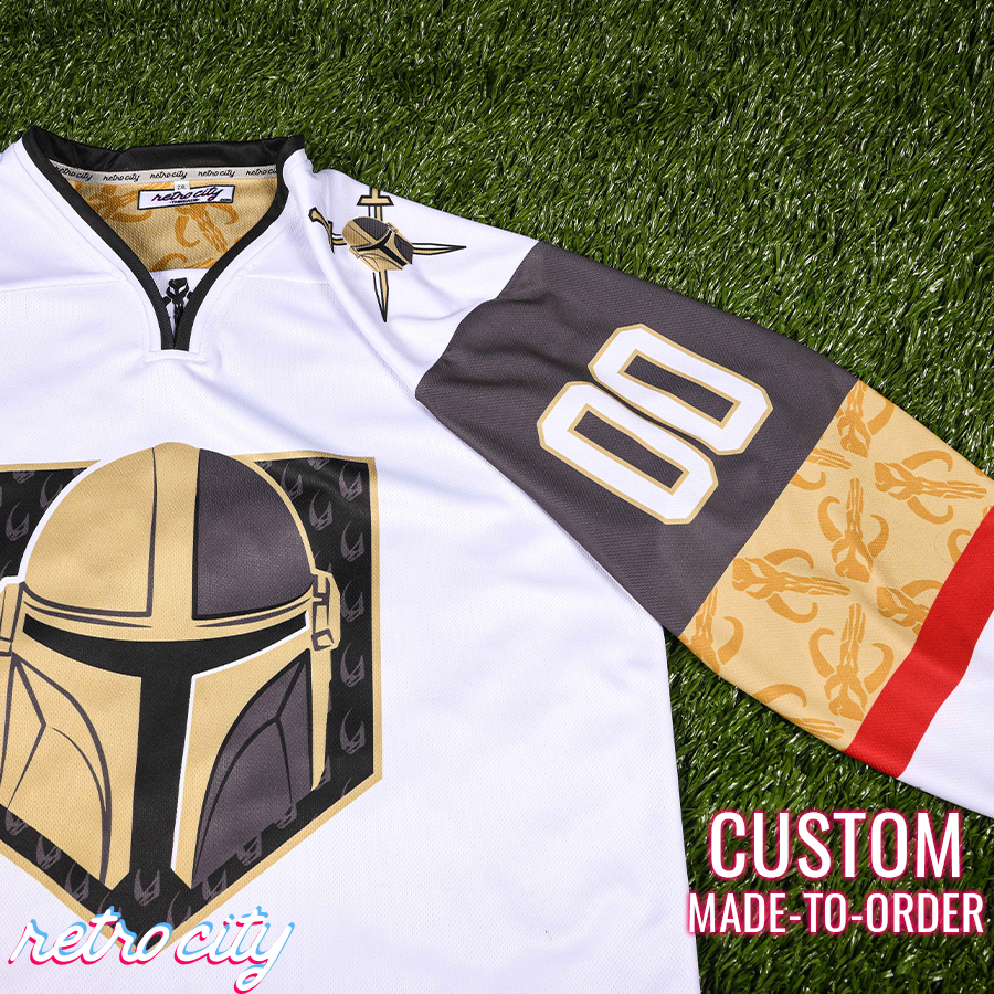 Mando Bounty Hunter Hockey Jersey Sweater (White) Hockey Jersey