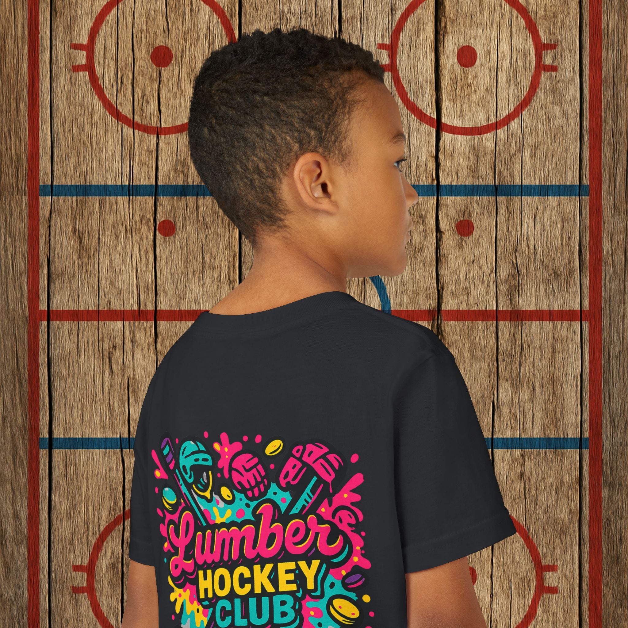 Youth Lumber Hockey Club Neon Drip Shirt – 90s Retro Hockey Kid Tee Kids clothes