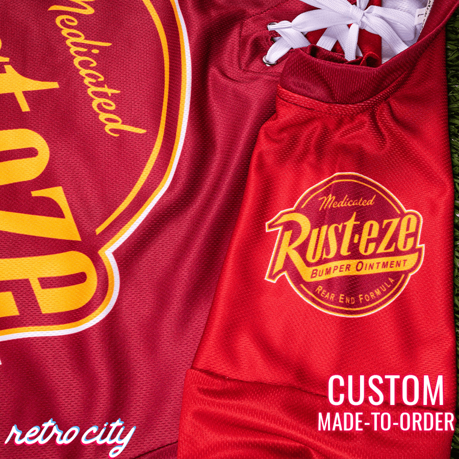Rust-eze Radiator Springs Lace-Up Hockey Jersey – by Retro City Threads Hockey Jersey