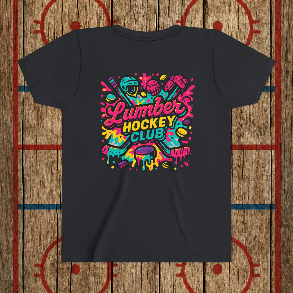 Youth Lumber Hockey Club Neon Drip Shirt – 90s Retro Hockey Kid Tee Kids clothes
