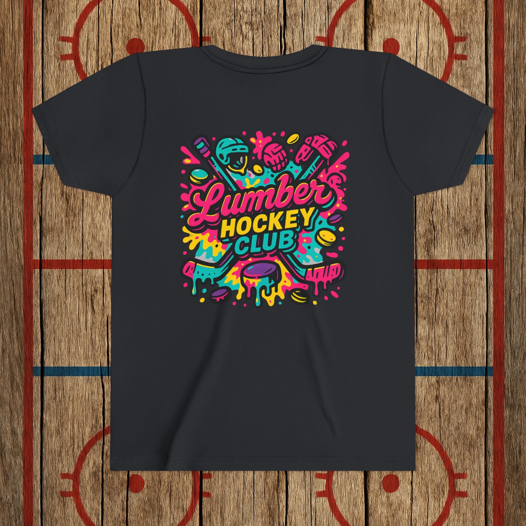 Youth Lumber Hockey Club Neon Drip Shirt – 90s Retro Hockey Kid Tee Kids clothes