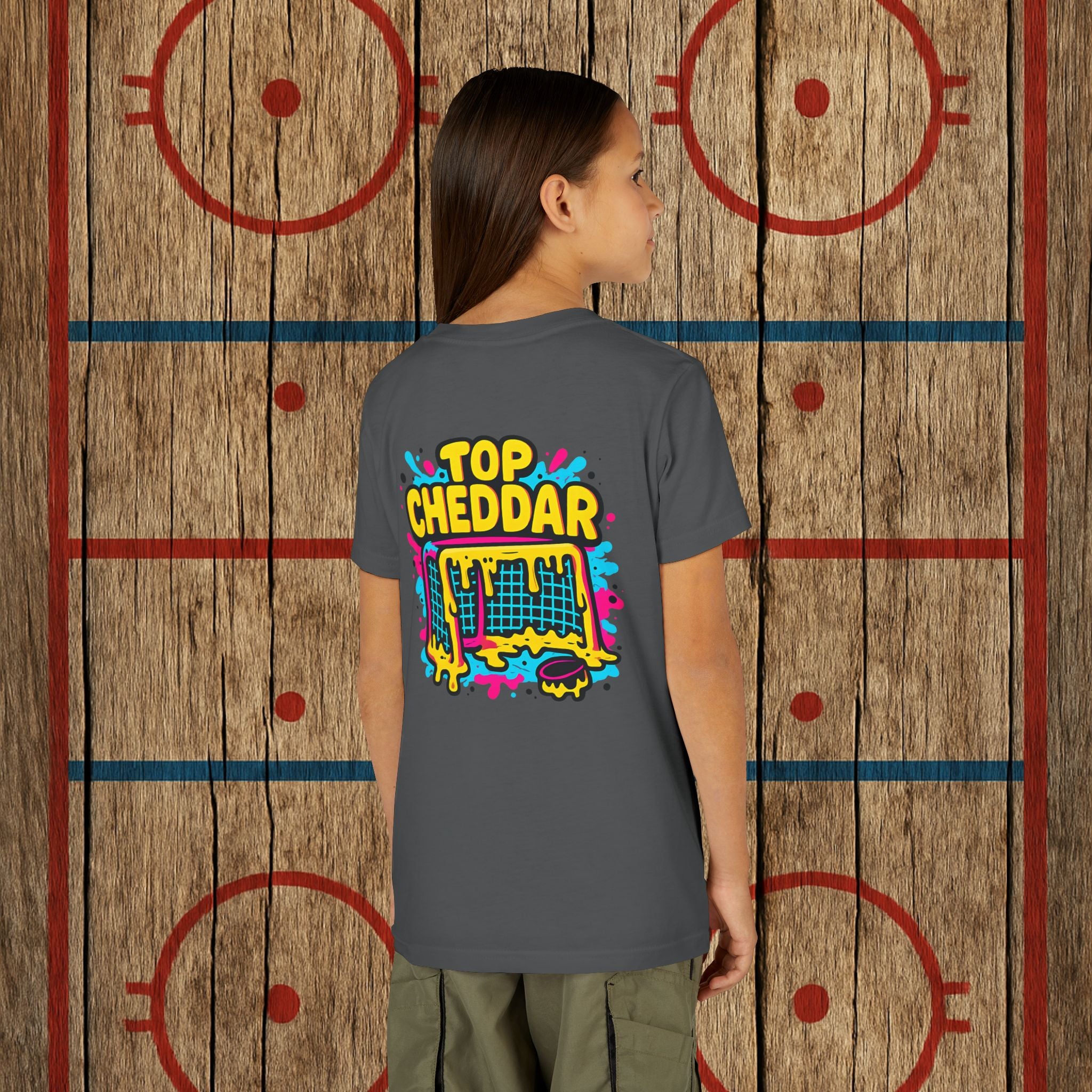 Youth Top Cheddar Hockey T-Shirt – Funny Kids Hockey Shirt for Snipers and Rink Rats Kids clothes