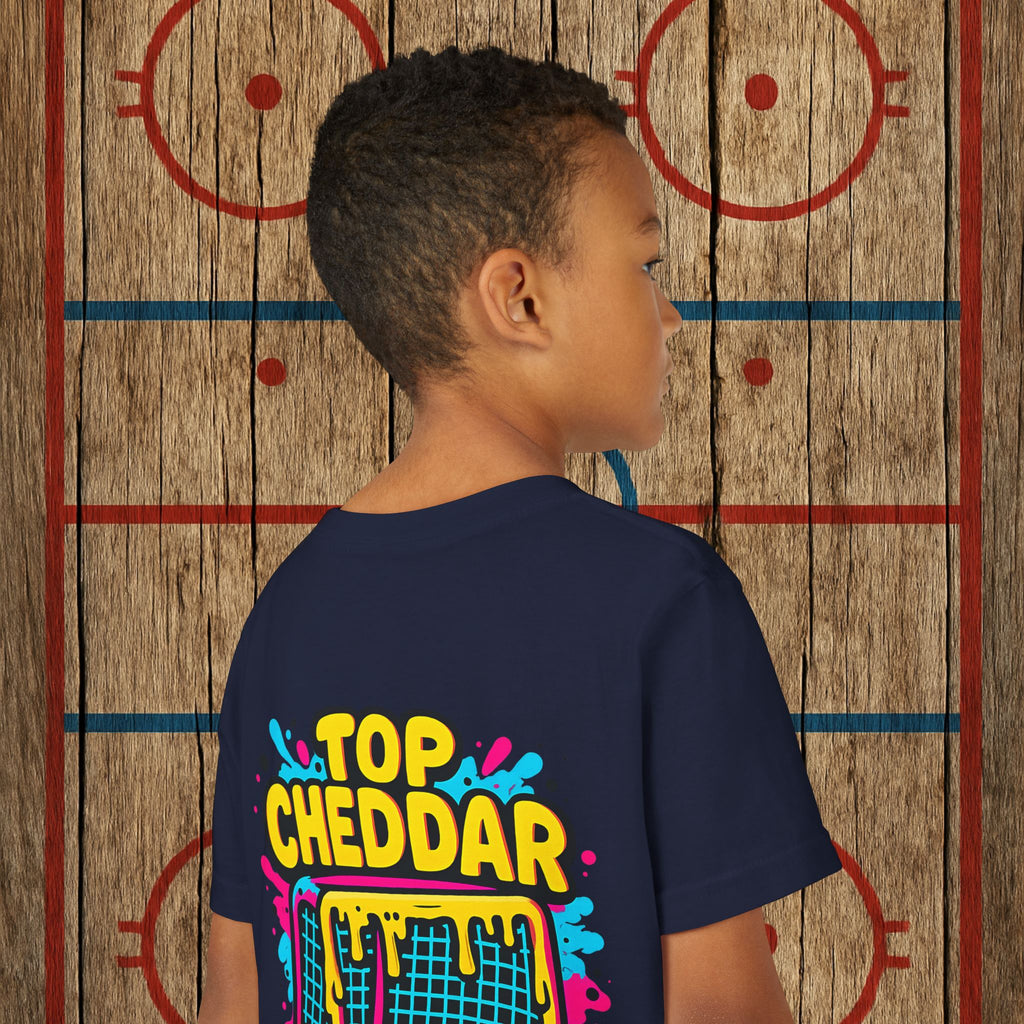 Youth Top Cheddar Hockey T-Shirt – Funny Kids Hockey Shirt for Snipers and Rink Rats Kids clothes