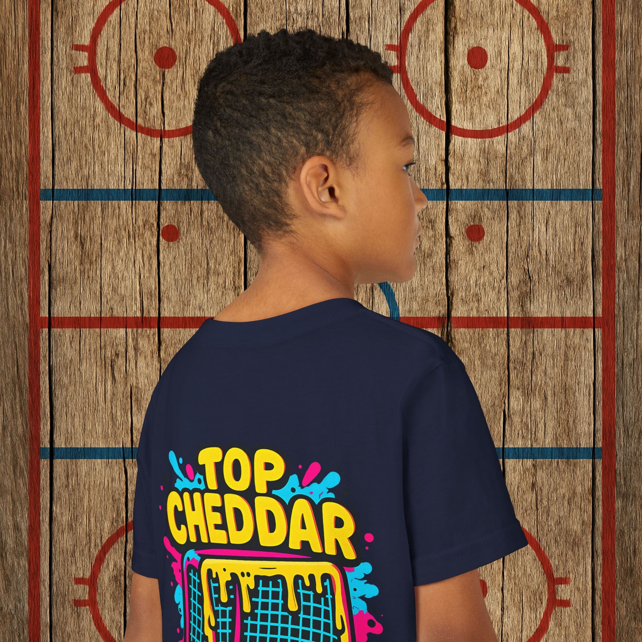 Youth Top Cheddar Hockey T-Shirt – Funny Kids Hockey Shirt for Snipers and Rink Rats Kids clothes