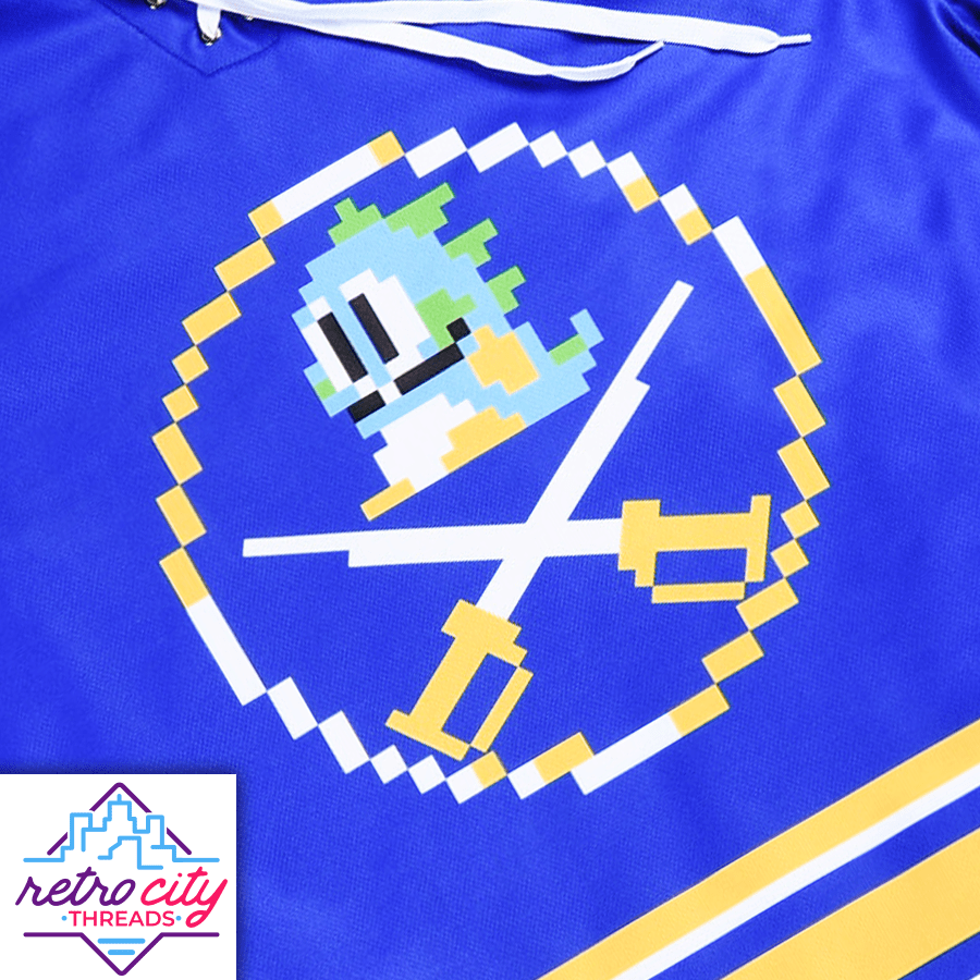 'Buffalo Bobbles' Buffalo Sabres Bubble Bobble 8-Bit Custom Hockey Jersey Hockey Jersey