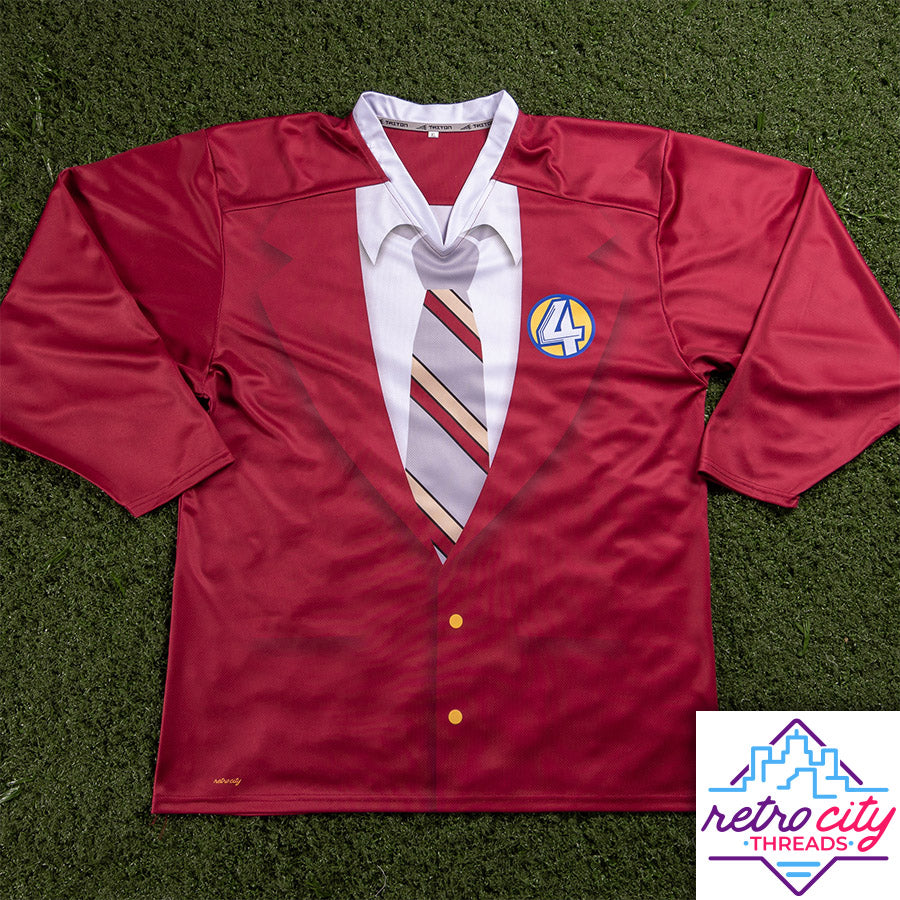 Anchorman Ron Burgundy Channel 4 News Team Custom Hockey Jersey – by Retro City Threads Hockey Jersey