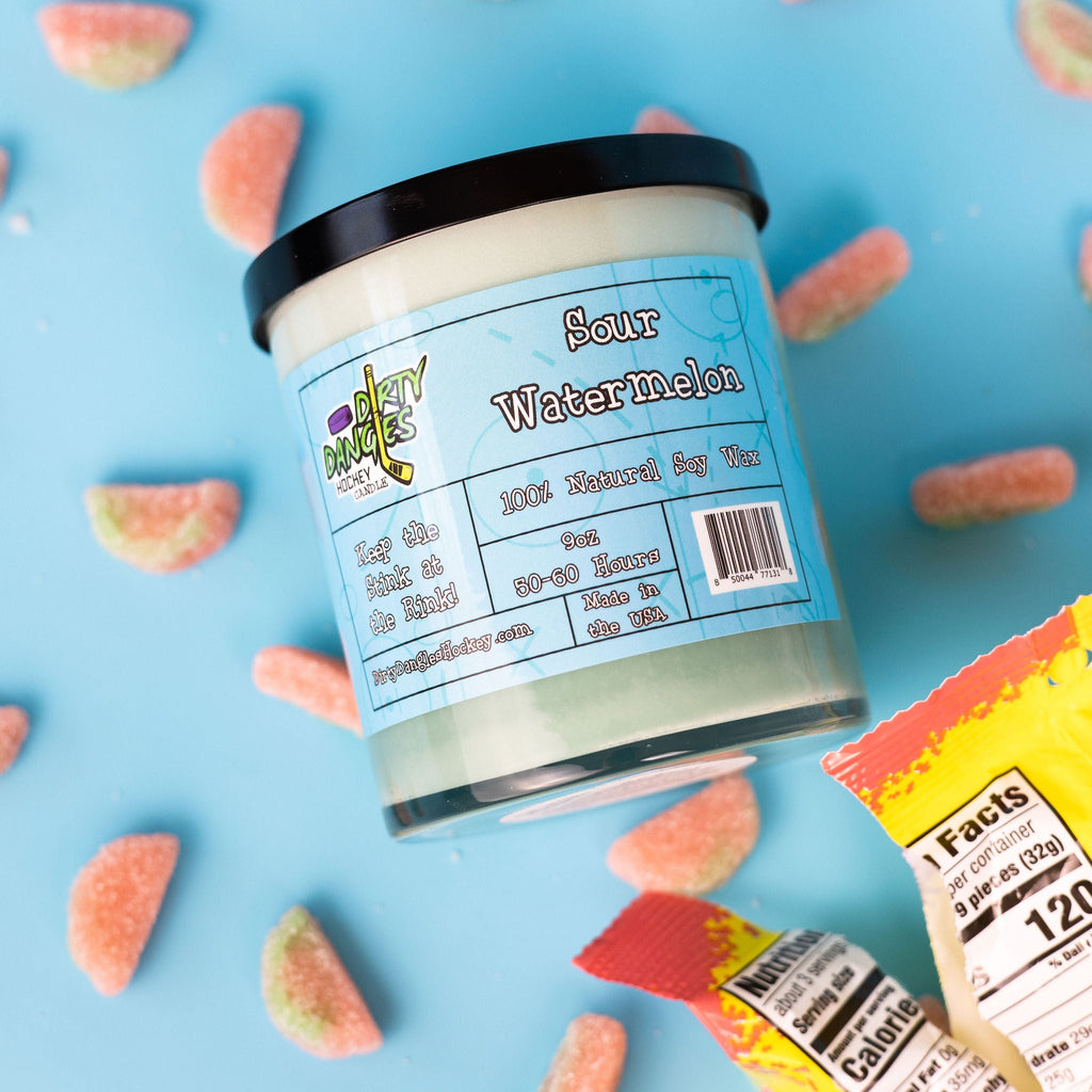 Dirty Dangles Hockey Candles - Sour Watermelon Soy Wax Candles