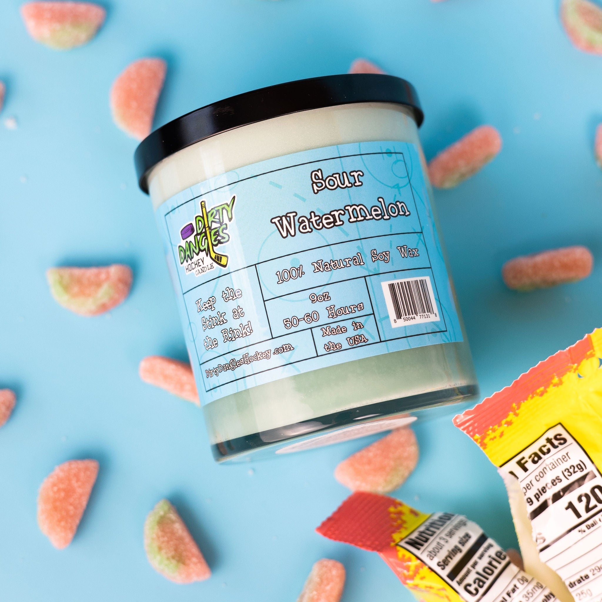 Dirty Dangles Hockey Candles - Sour Watermelon Soy Wax Candles