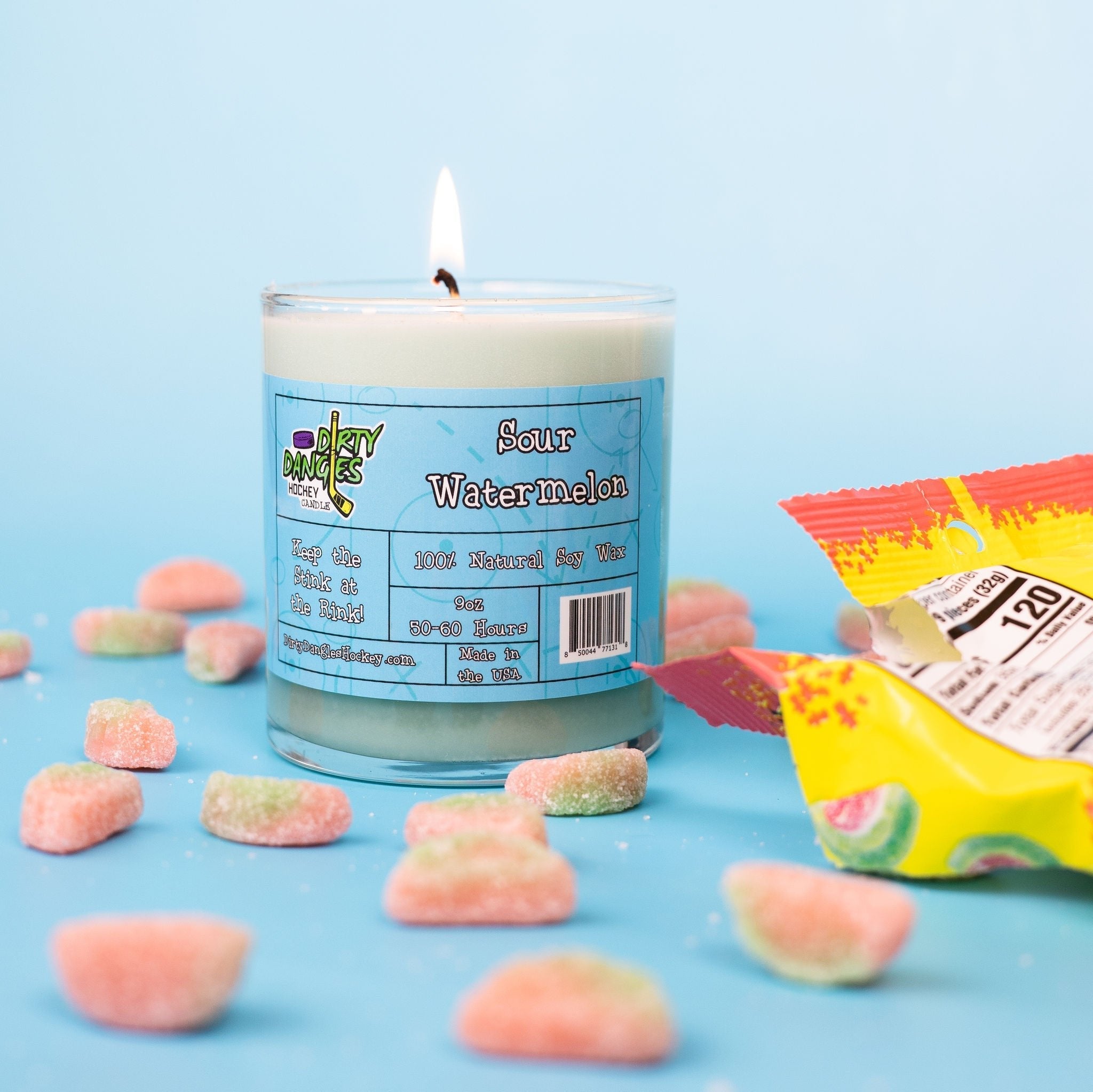Dirty Dangles Hockey Candles Soy Wax Candles Sour Watermelon
